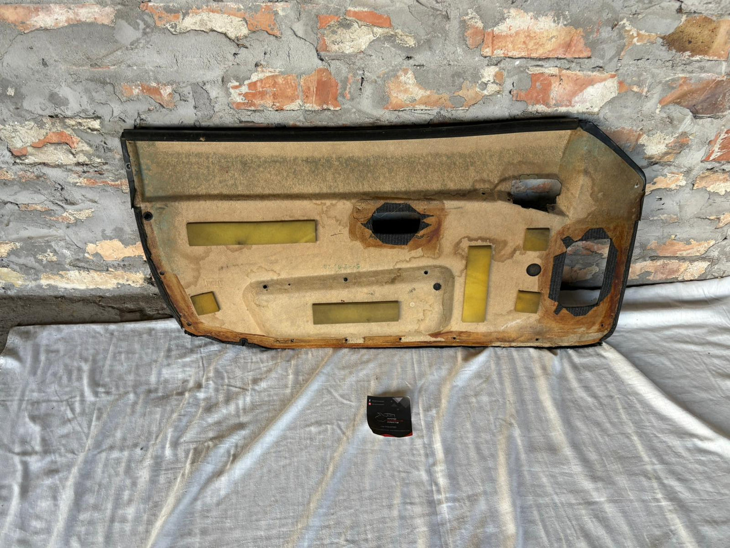 Porsche 944 black/black pinstripe fabric right door card 94455501801 used, very nice condition