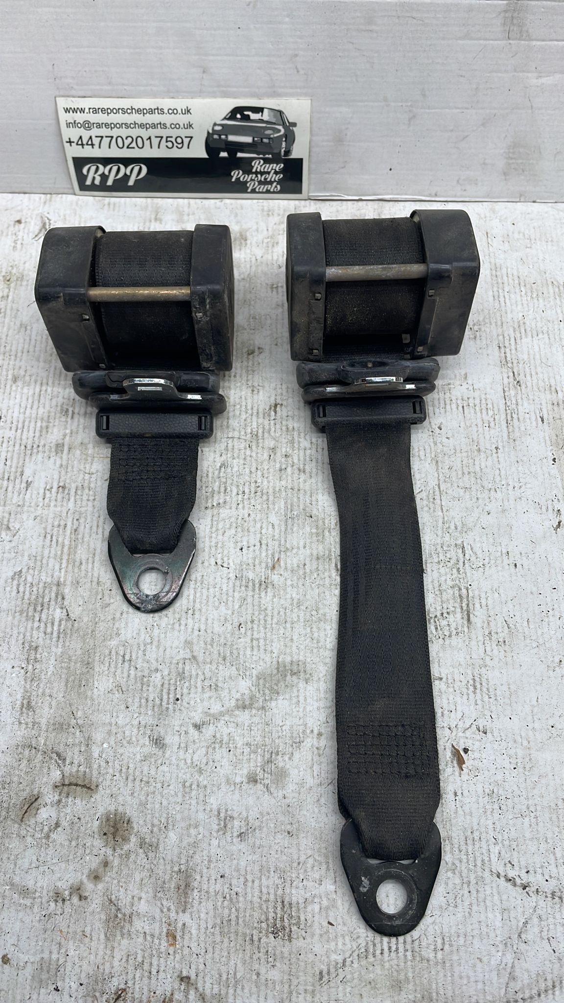 Porsche 944 pair of rear seat belts, 94580302101, 94580302201, used