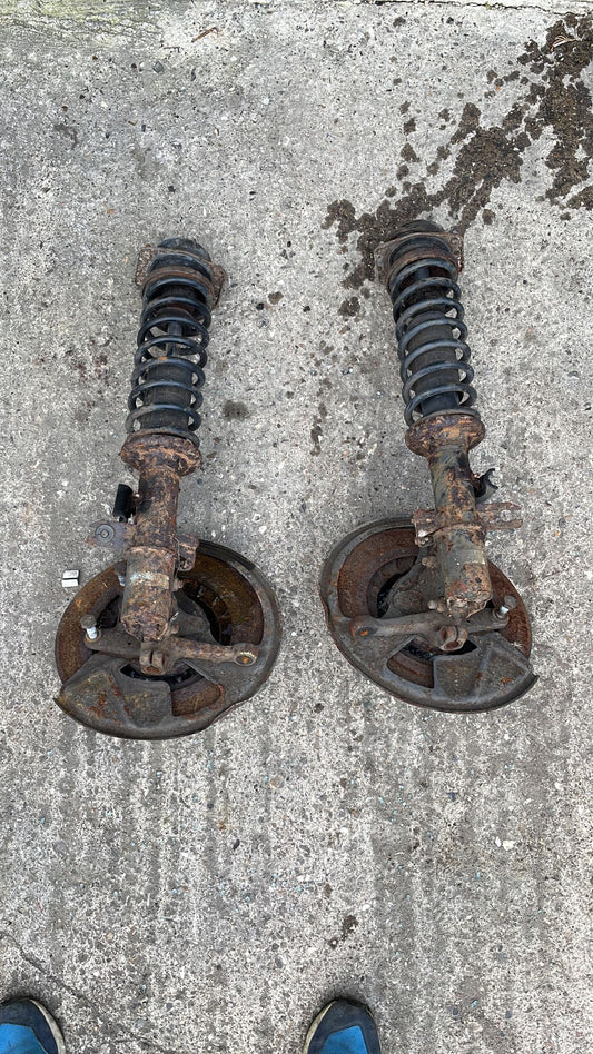 Porsche 944 S2 pair of complete front suspension legs with hubs, used