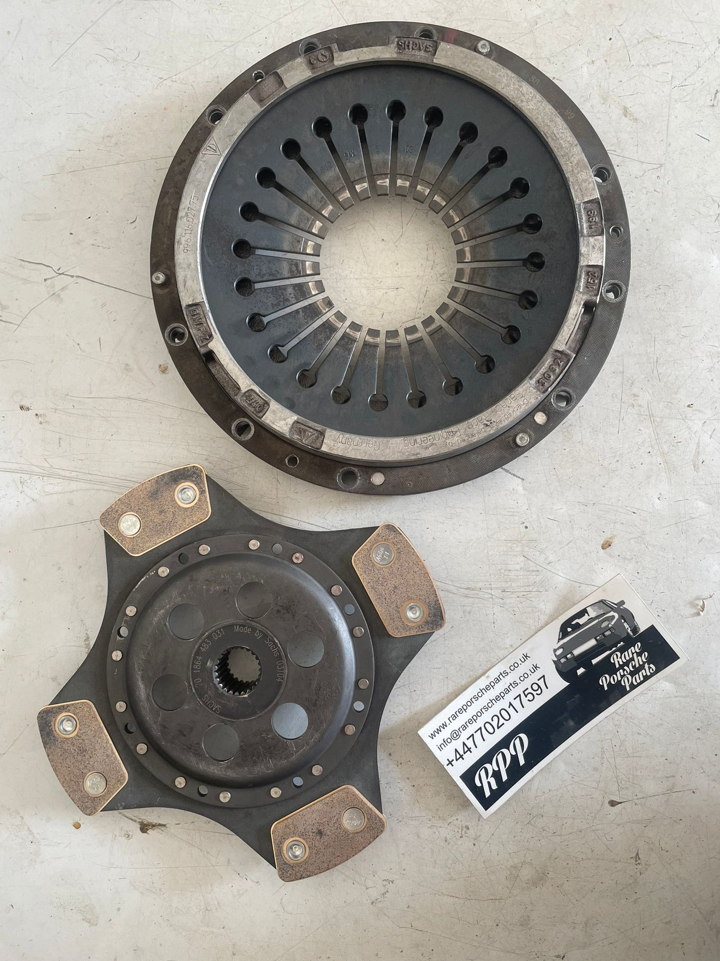 Porsche 996 GT3 Cup pressure plate with 240mm puck disc 99611602775, 1864483031, refurbished