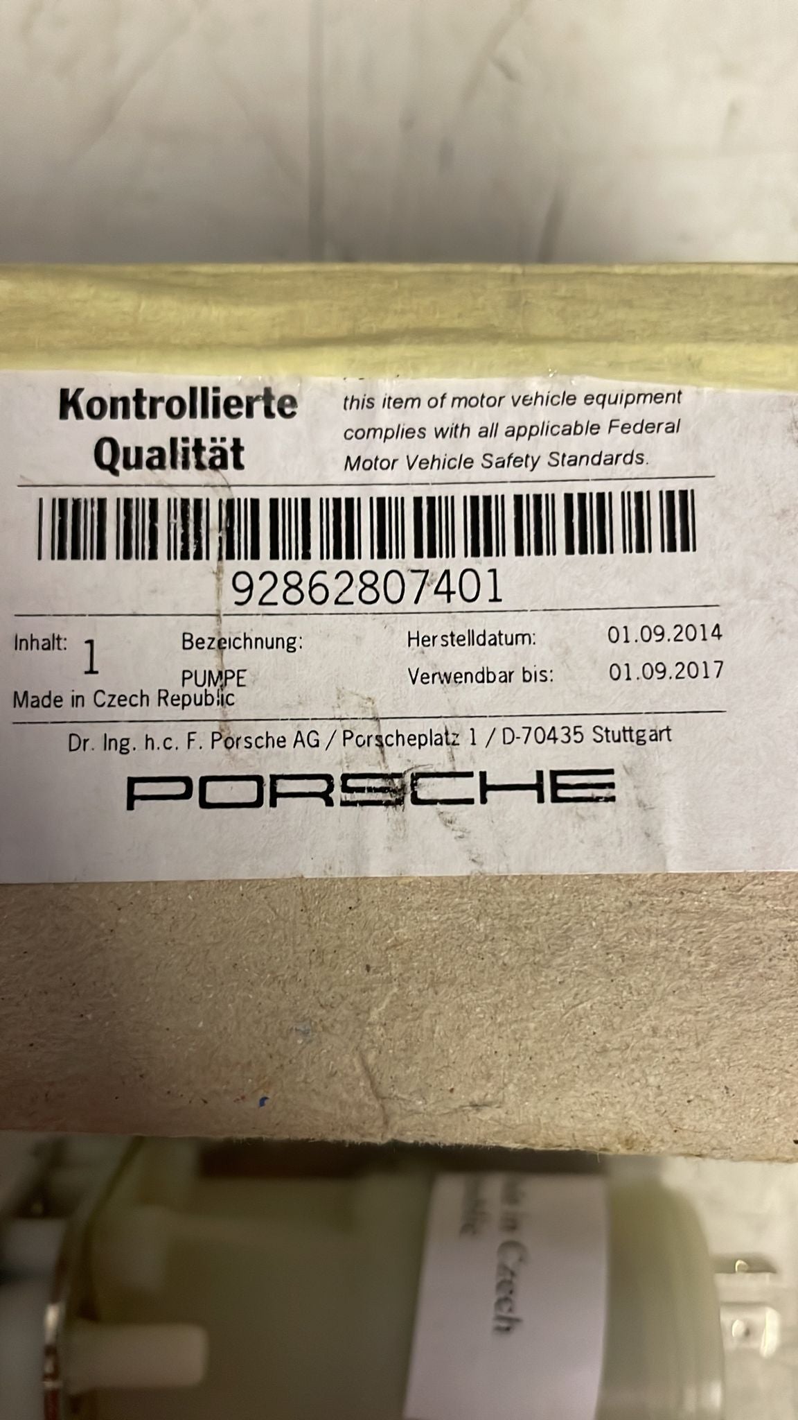 Porsche 914 944 928 genuine VDO Windscreen Washer Pump, 92862807401, new