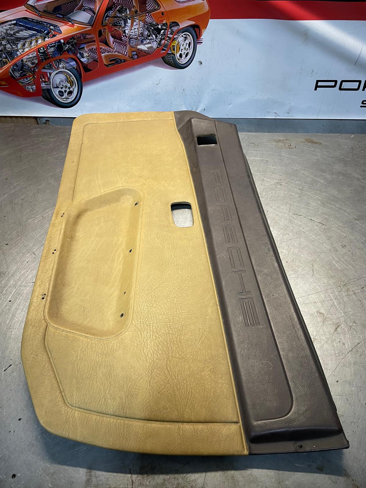 Porsche 924 scripted brown/beige electric window door card, right, off side 477867012 spares or repair, please study the photos