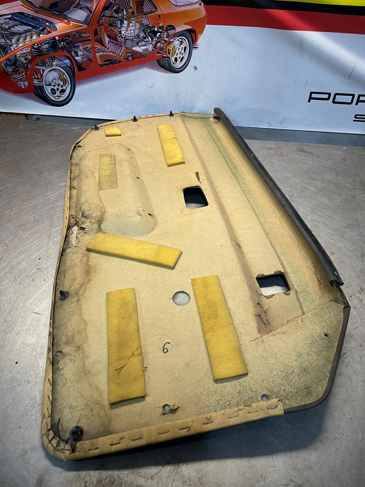 Porsche 924 scripted brown/beige electric window door card, right, off side 477867012 spares or repair, please study the photos