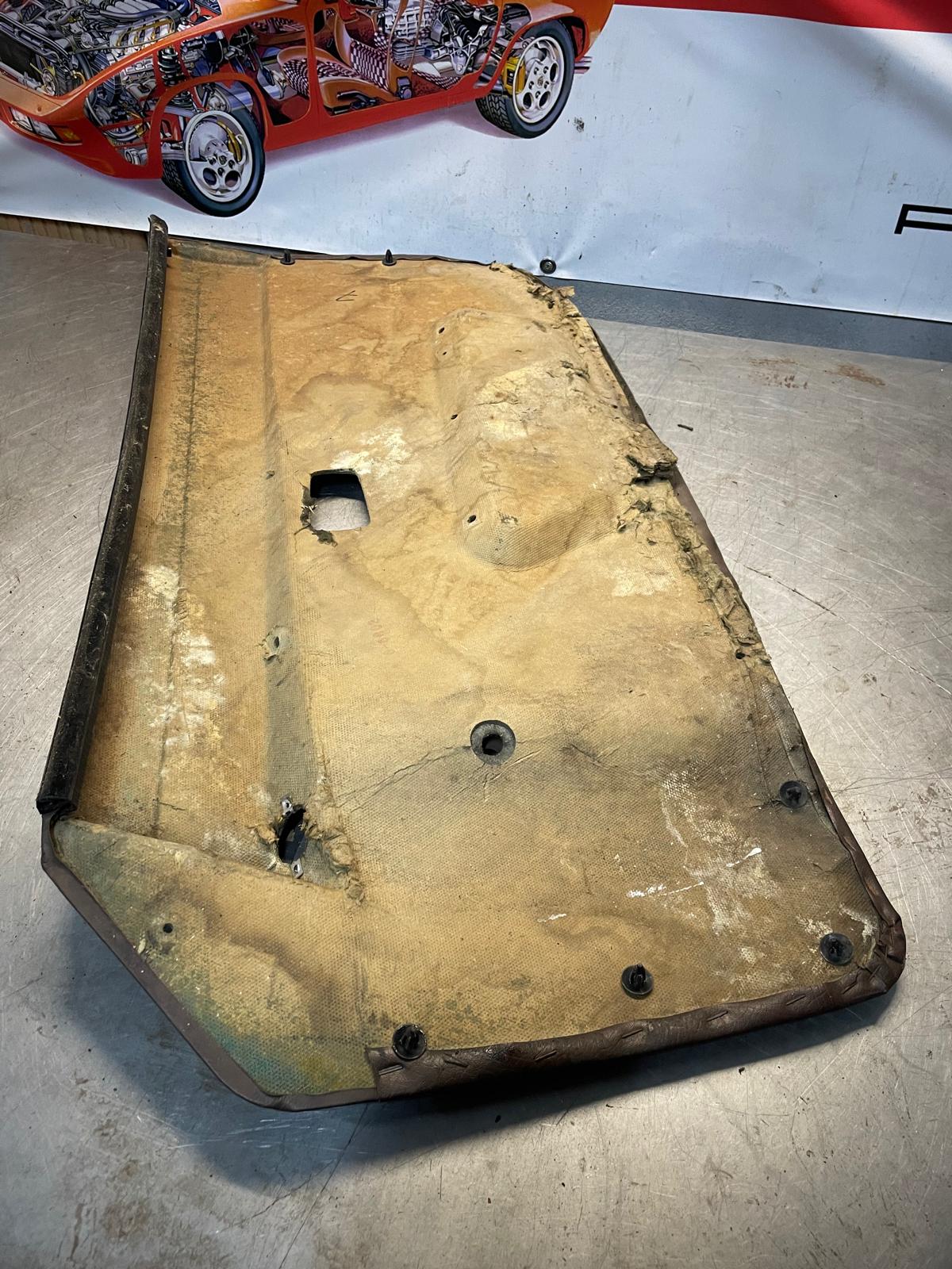 Porsche 924 scripted brown/beige electric window door card, right, off side 477867012 spares or repair, please study the photos