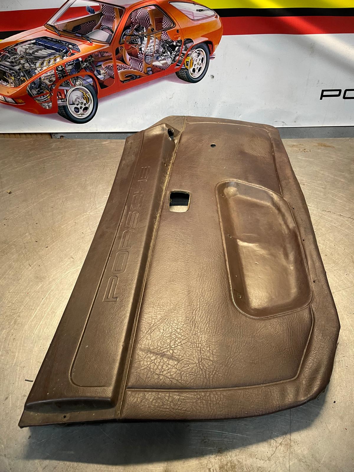 Porsche 924 scripted brown/beige electric window door card, right, off side 477867012 spares or repair, please study the photos