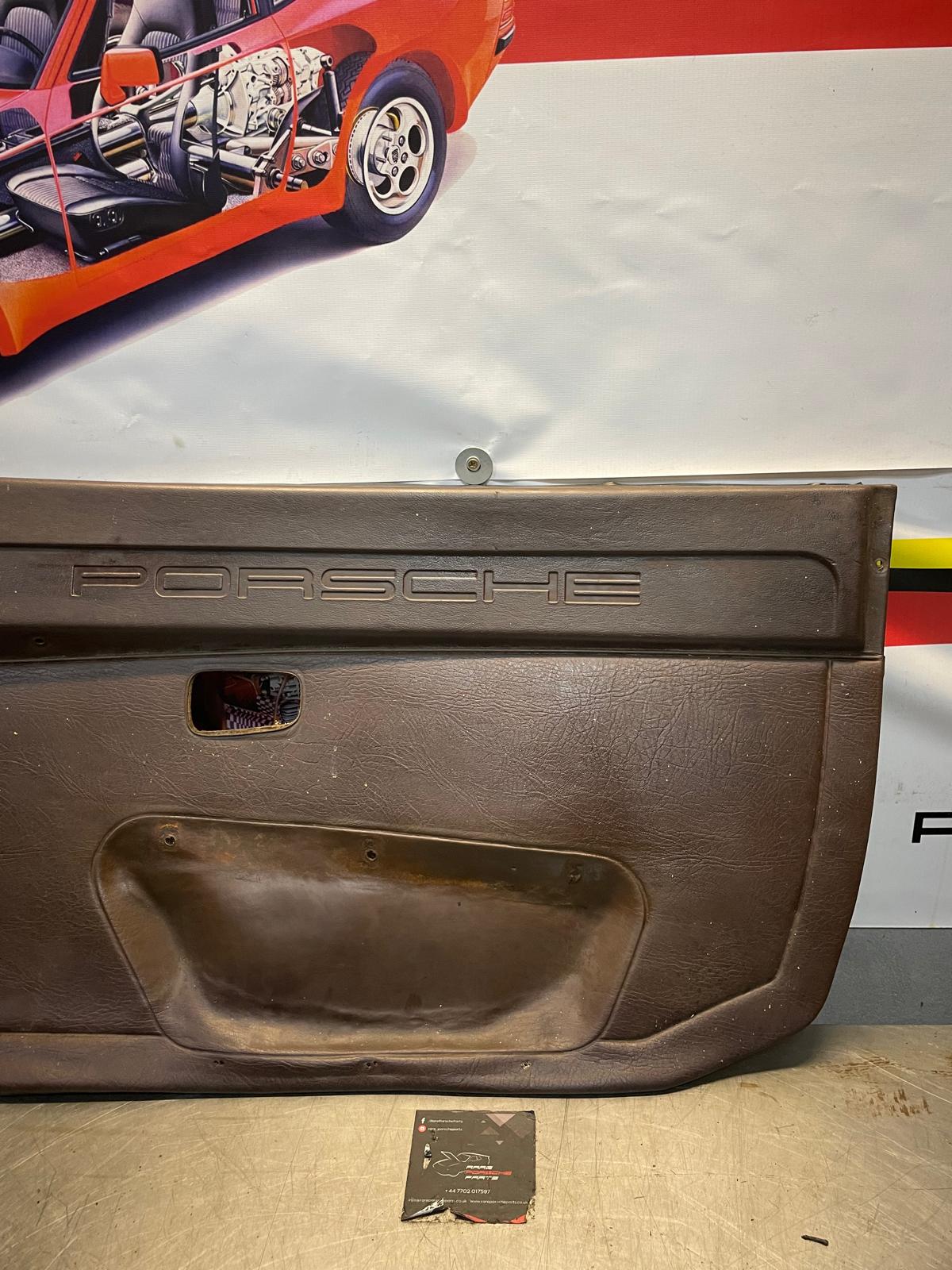 Porsche 924 manual scripted brown door card, right, off side 477867012 spares or repair, please study the photos