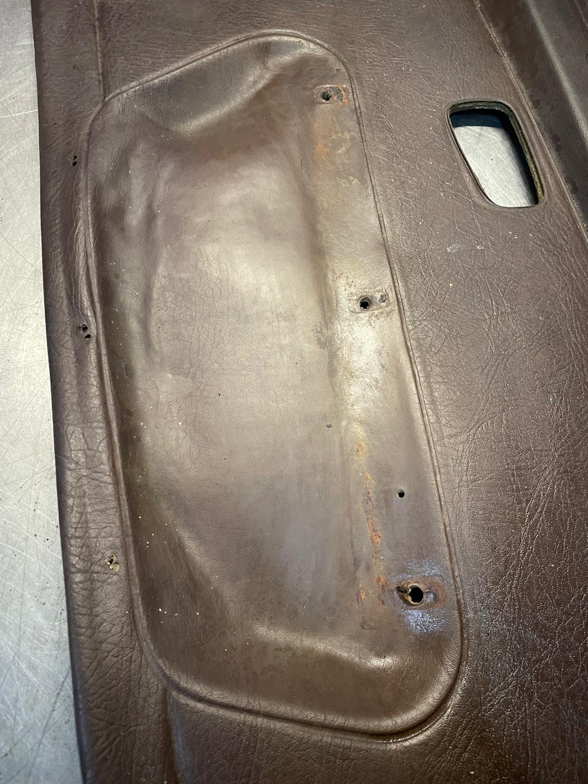 Porsche 924 manual scripted brown door card, right, off side 477867012 spares or repair, please study the photos