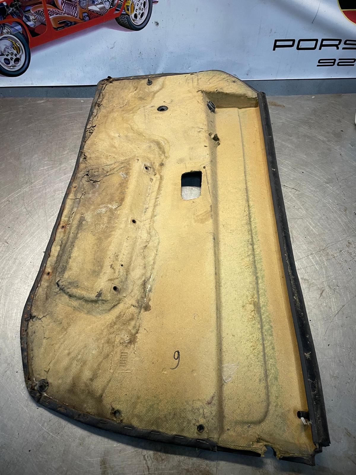 Porsche 924 manual scripted black door card, left, near side 477867011 spares or repair, please study the photos