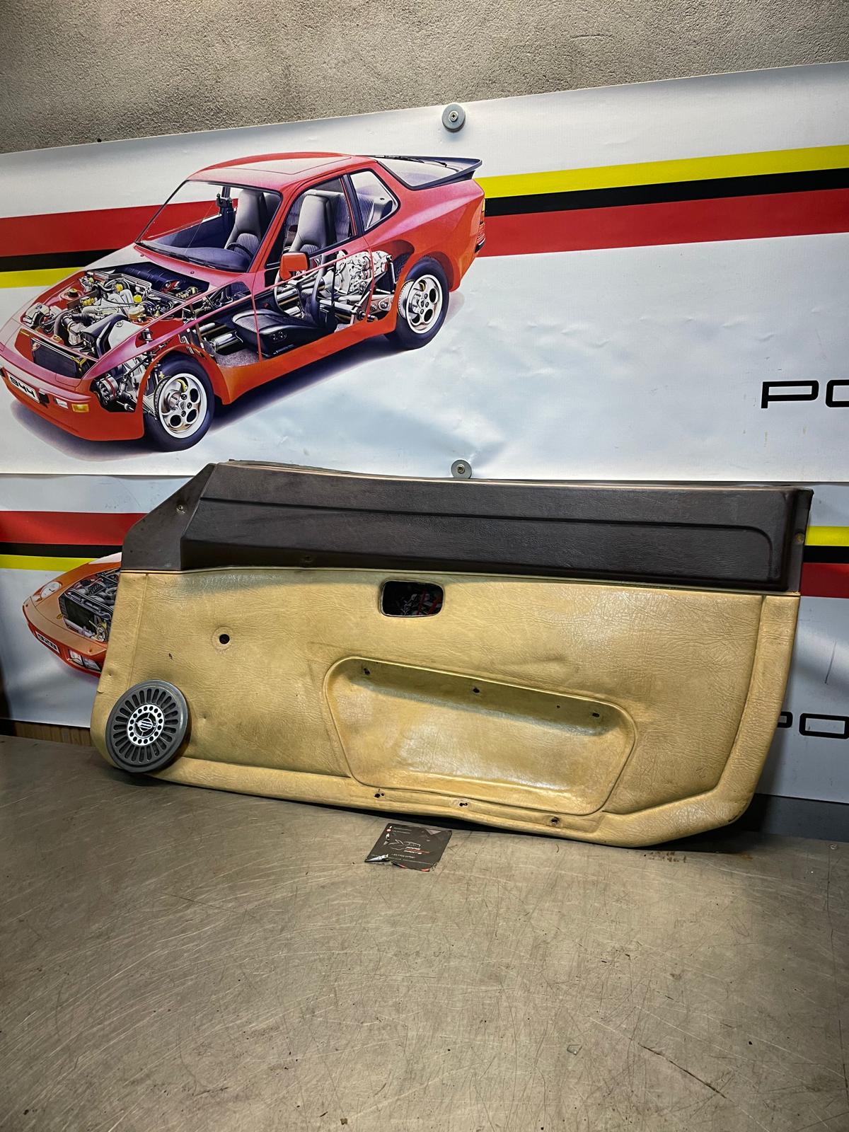 Porsche 924 scripted brown/beige manual door card, right, off side 477867012 spares or repair, please study the photos