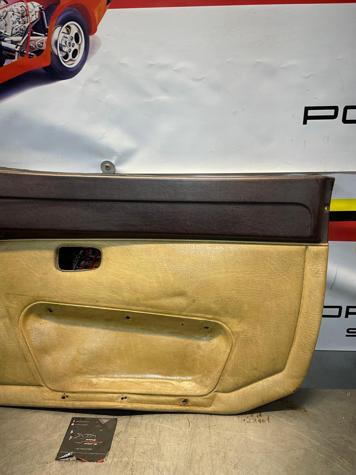 Porsche 924 scripted brown/beige manual door card, right, off side 477867012 spares or repair, please study the photos