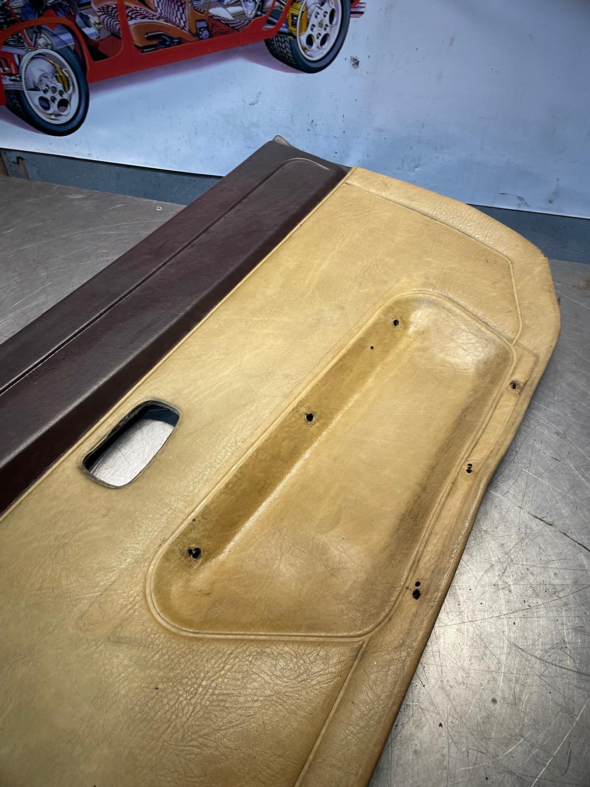 Porsche 924 scripted brown/beige manual door card, right, off side 477867012 spares or repair, please study the photos