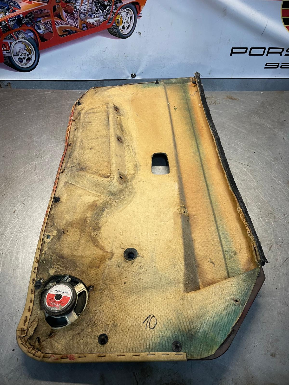 Porsche 924 scripted brown/beige manual door card, right, off side 477867012 spares or repair, please study the photos