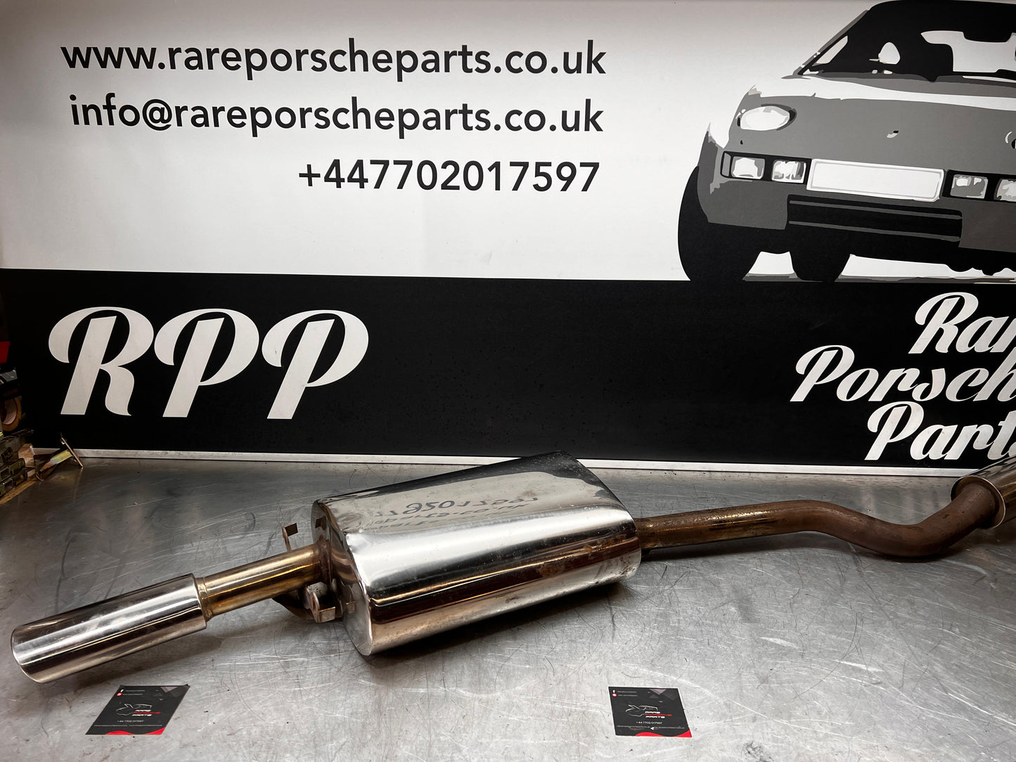 Porsche 944 S S2 Dansk stainless steel exhaust system, rear muffler, used 94411104103