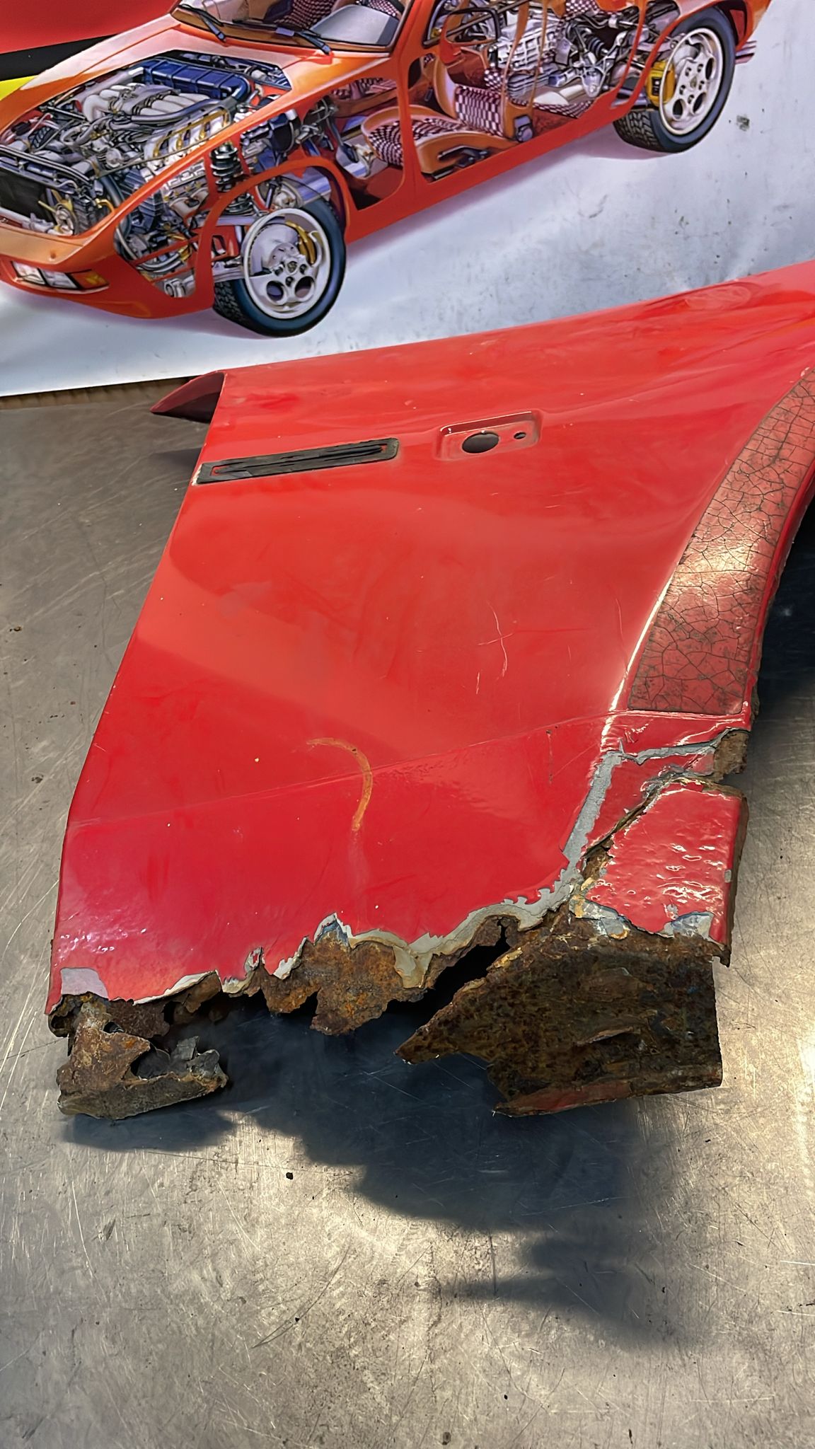 Porsche 944 S2 Turbo right front wing in need of repair, 95150302203 spares or repair