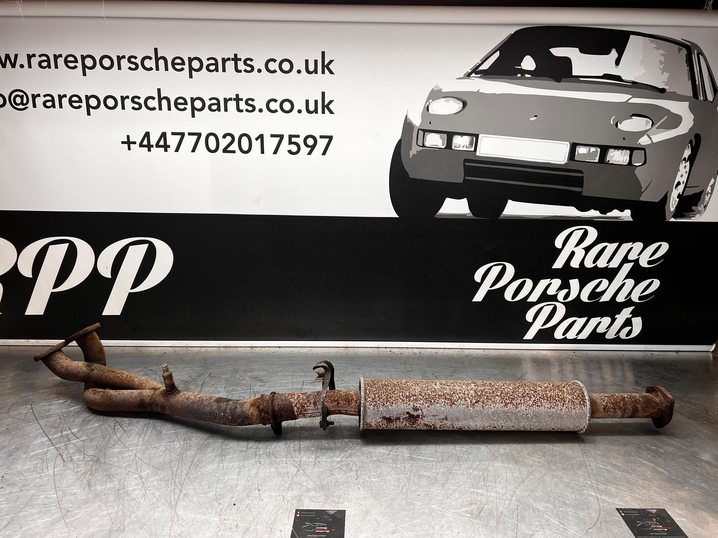 Porsche 944 S2 exhaust middle silencer with down pipe, 94411198707 / 94411198502 used, pleas study photos