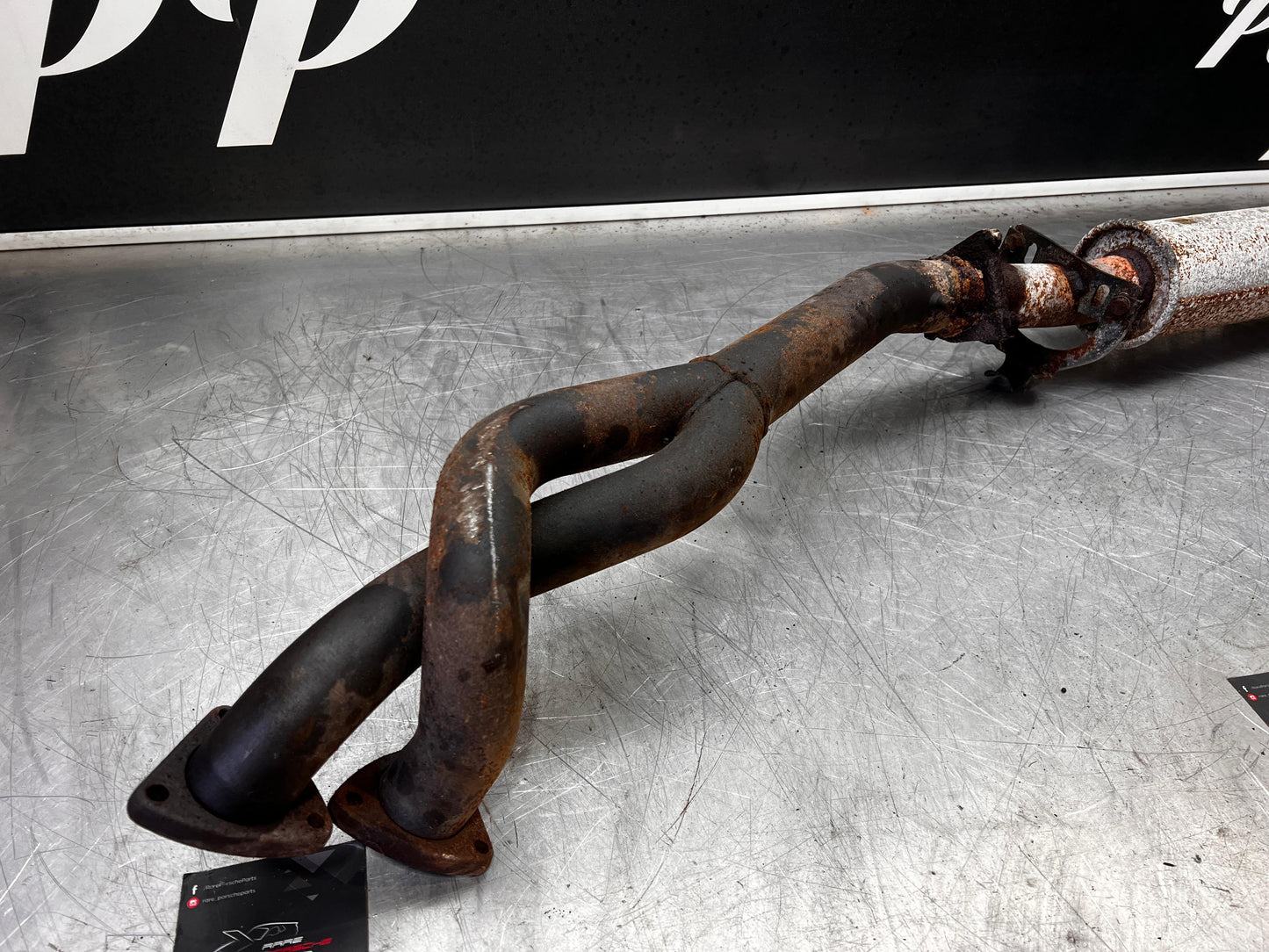 Porsche 944 S2 exhaust middle silencer with down pipe, 94411198707 / 94411198502 used, pleas study photos