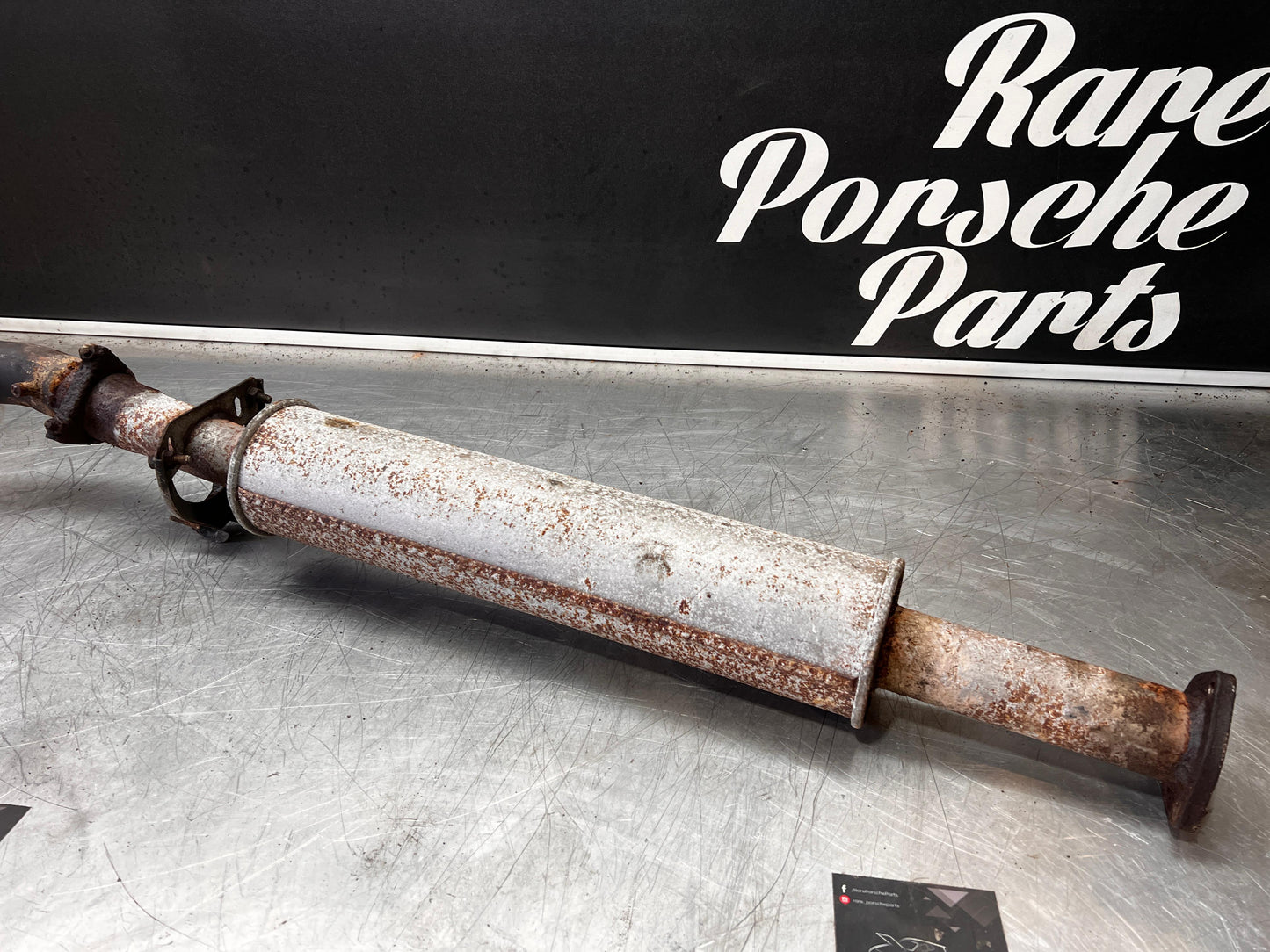 Porsche 944 S2 exhaust middle silencer with down pipe, 94411198707 / 94411198502 used, pleas study photos