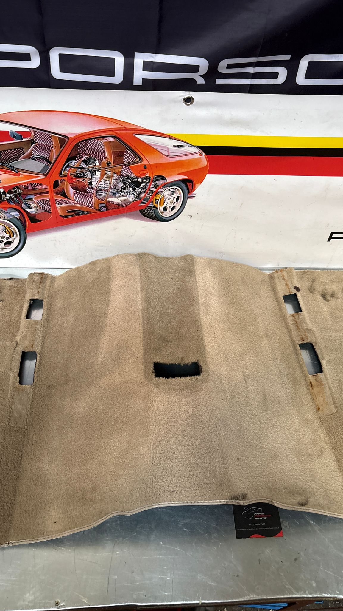 Porsche 944 RHD rear floor carpet, champagne, 94555507100, used