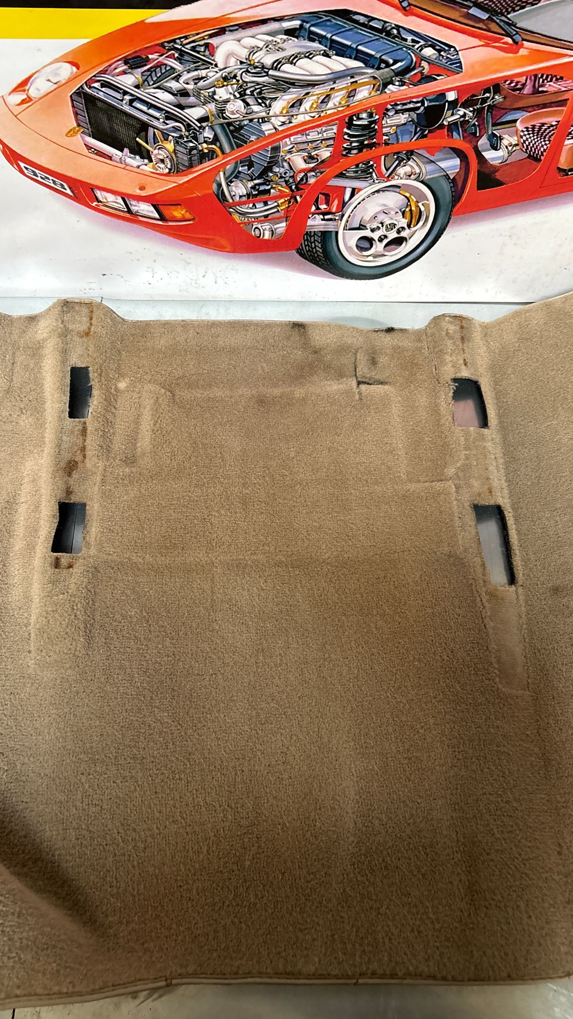 Porsche 944 RHD rear floor carpet, champagne, 94555507100, used