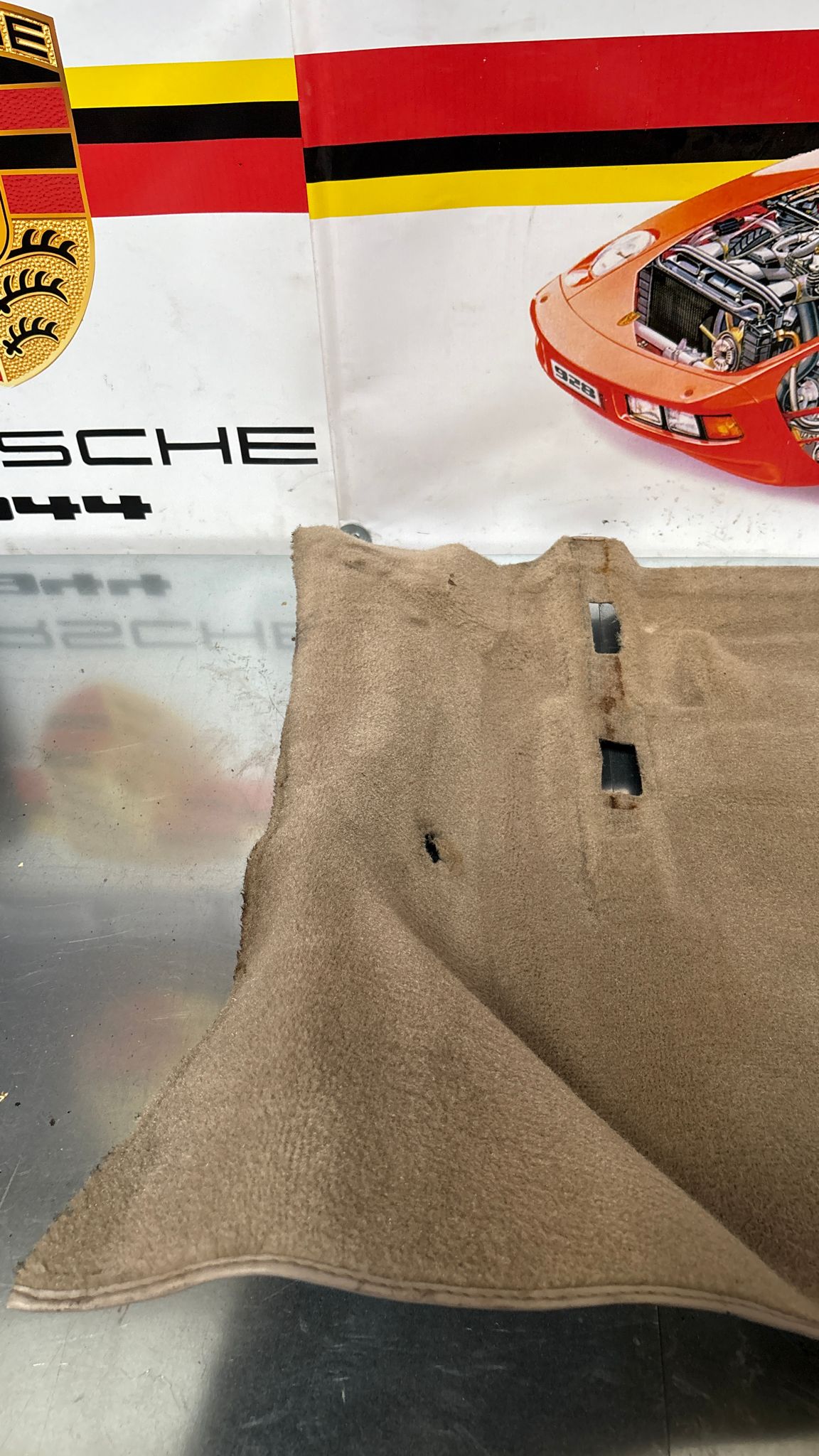 Porsche 944 RHD rear floor carpet, champagne, 94555507100, used