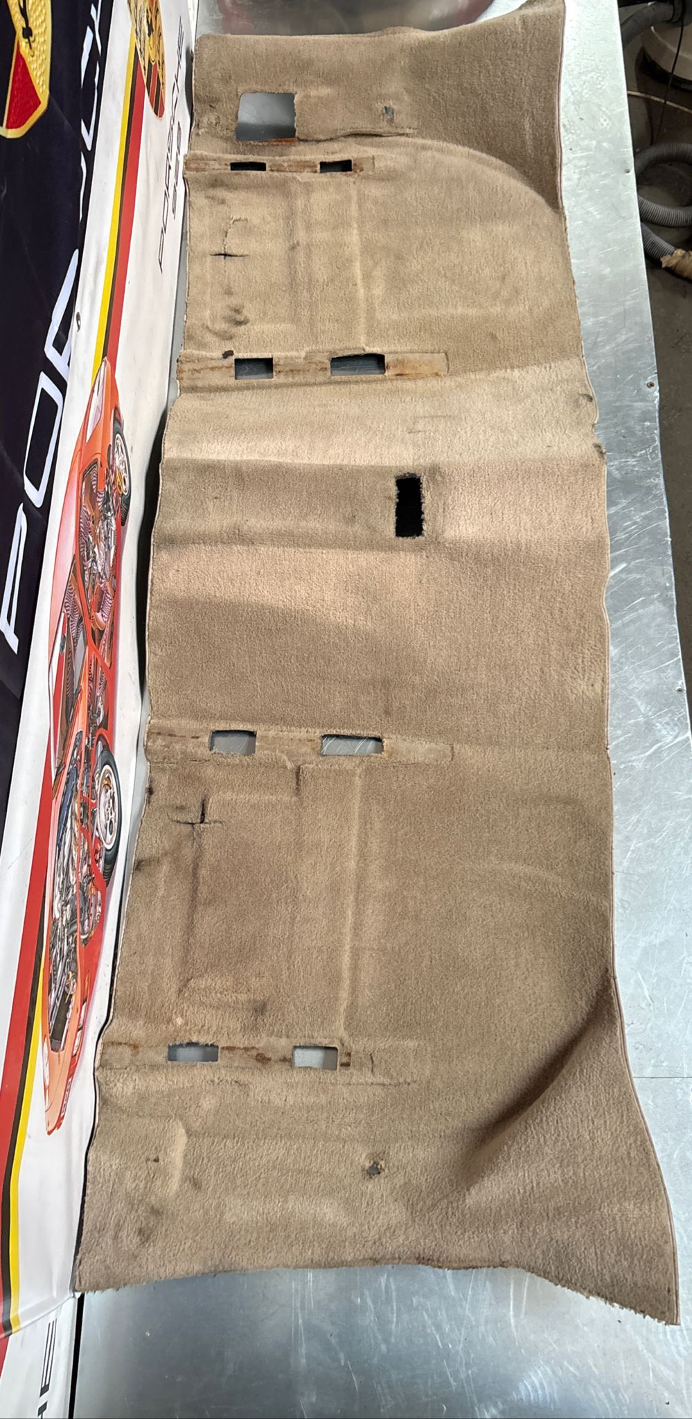 Porsche 944 RHD rear floor carpet, champagne, 94555507100, used