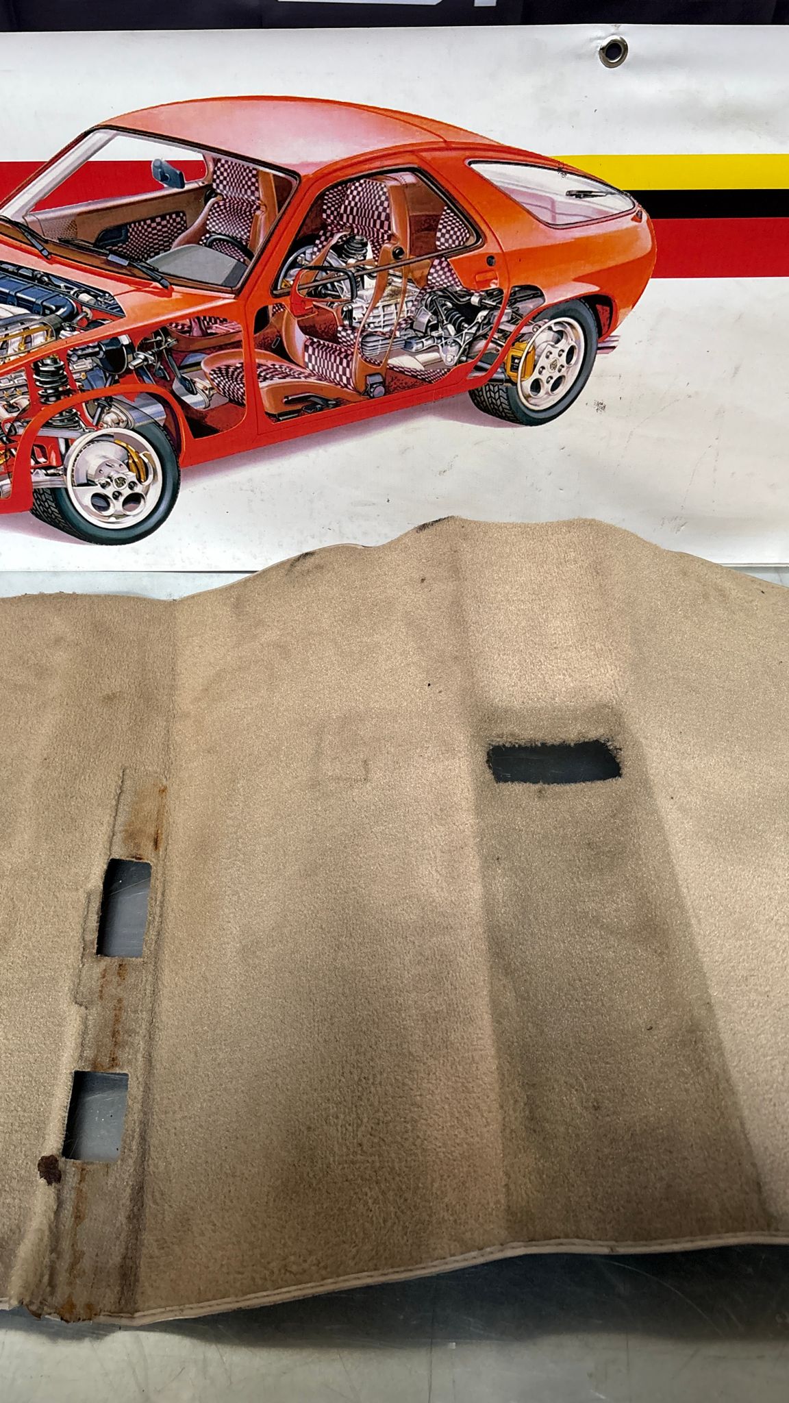 Porsche 944 RHD rear floor carpet, champagne, 94555507100, used