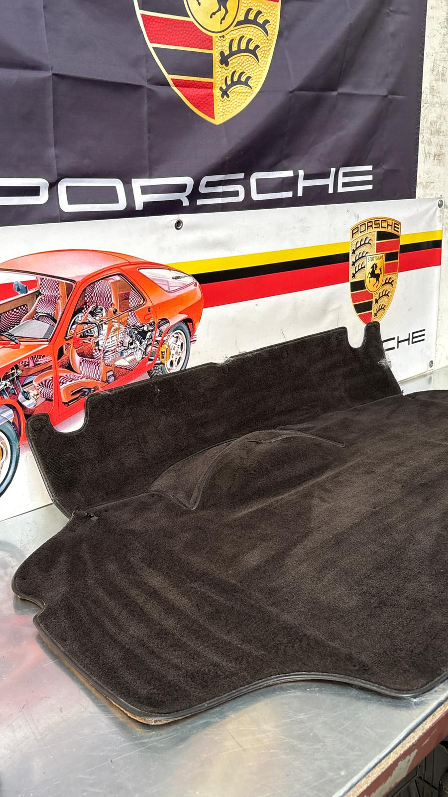 Porsche 924 944 -85.5 boot carpet, black, 94555506303 used, space saver wheel type