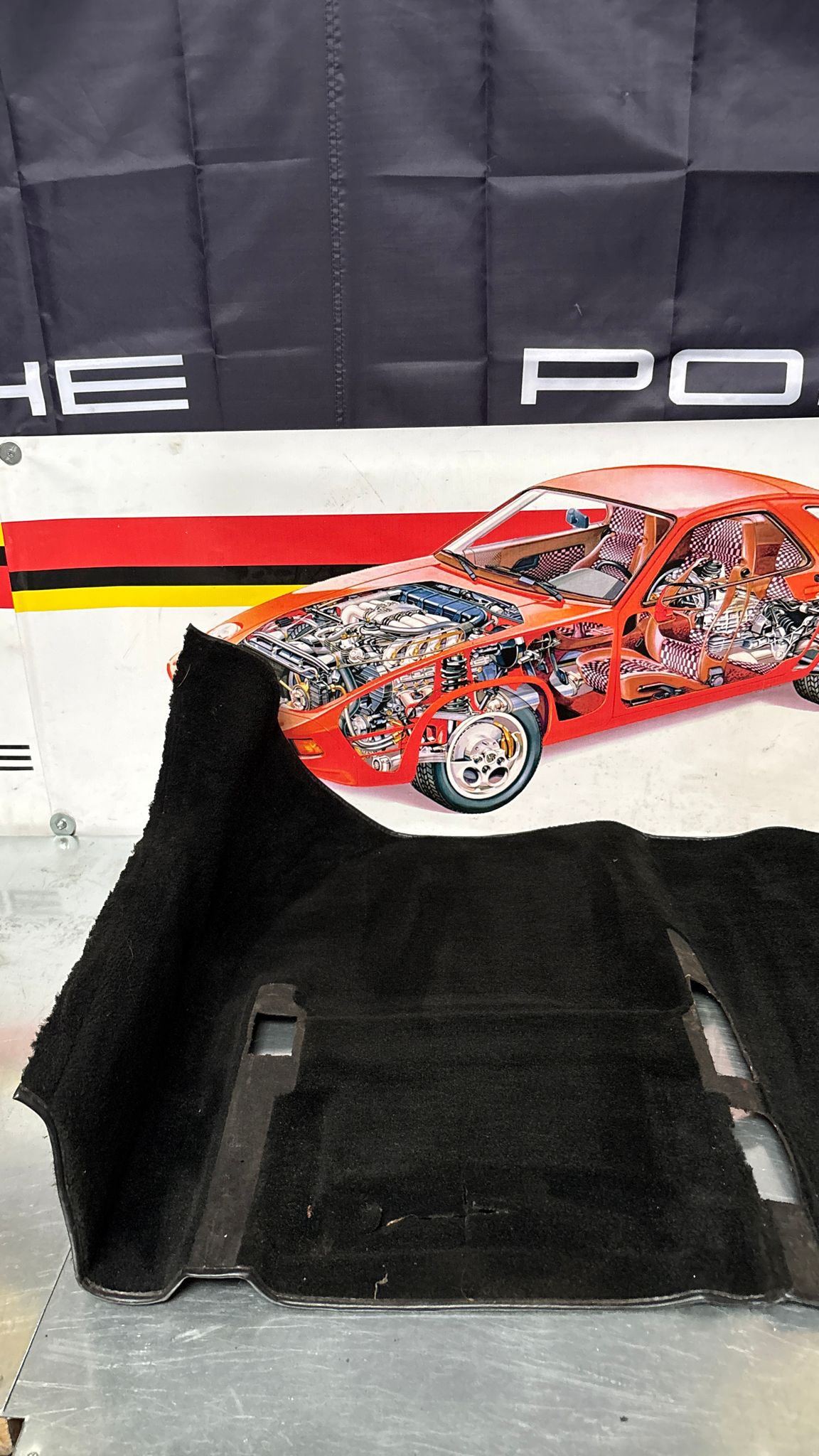 Porsche 944 85.5- LHD rear floor carpet, black, 94455507102, used