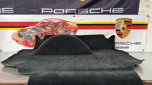 Porsche 924S 944 85.5- boot carpet, black, 94555506303 used, full size spare wheel type