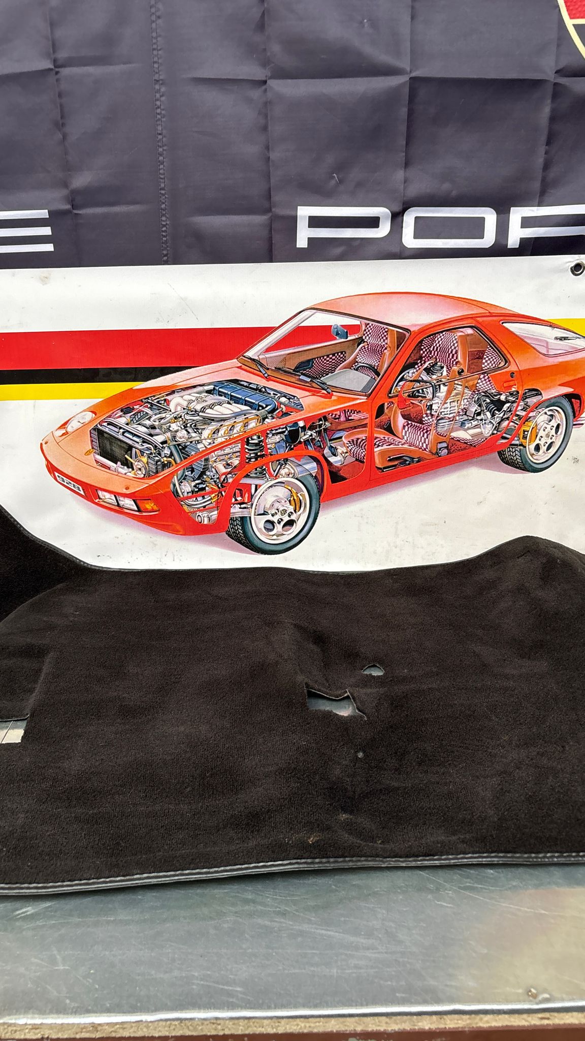 Porsche 944 85.5- LHD rear floor carpet, black, 94455507102, used