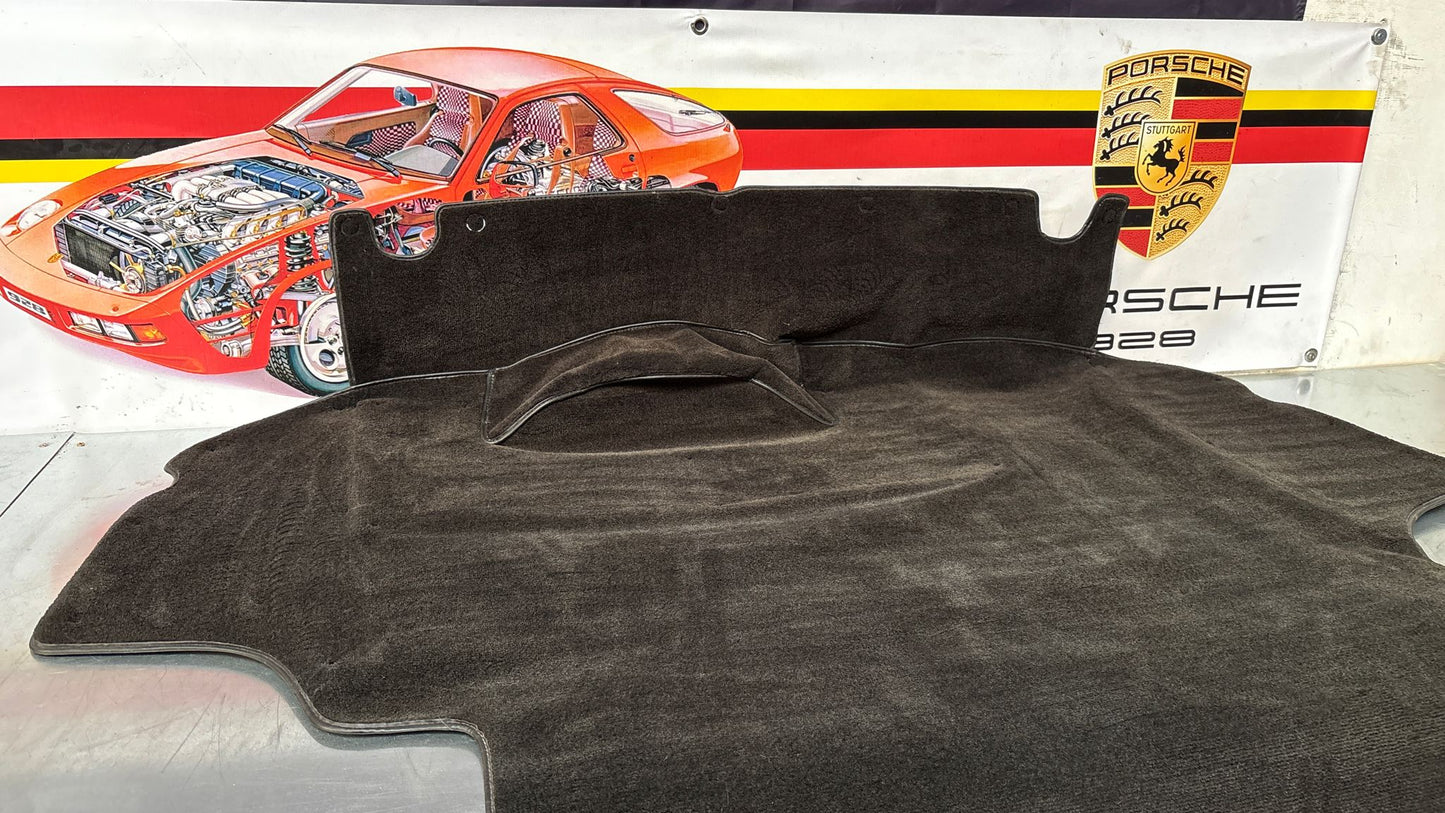 Porsche 924 944 -85.5 boot carpet, black, 94555506303 used, space saver wheel type