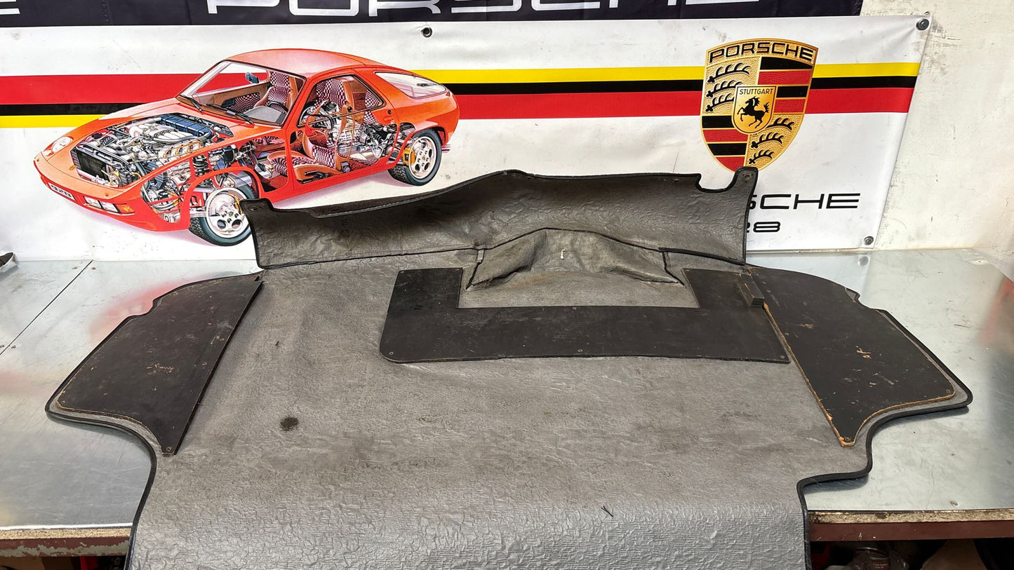 Porsche 924 944 -85.5 boot carpet, black, 94555506303 used, space saver wheel type