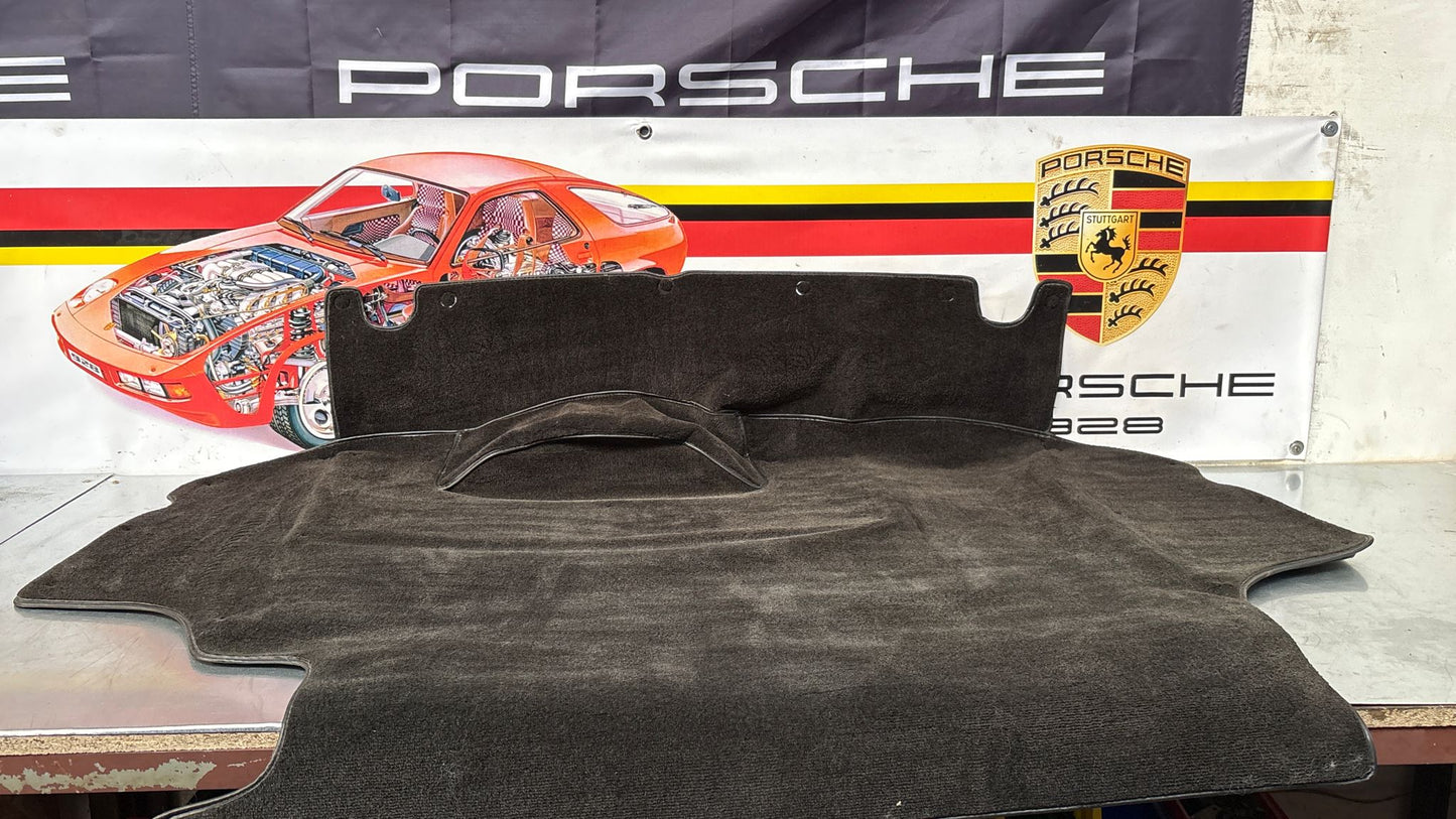 Porsche 924 944 -85.5 boot carpet, black, 94555506303 used, space saver wheel type