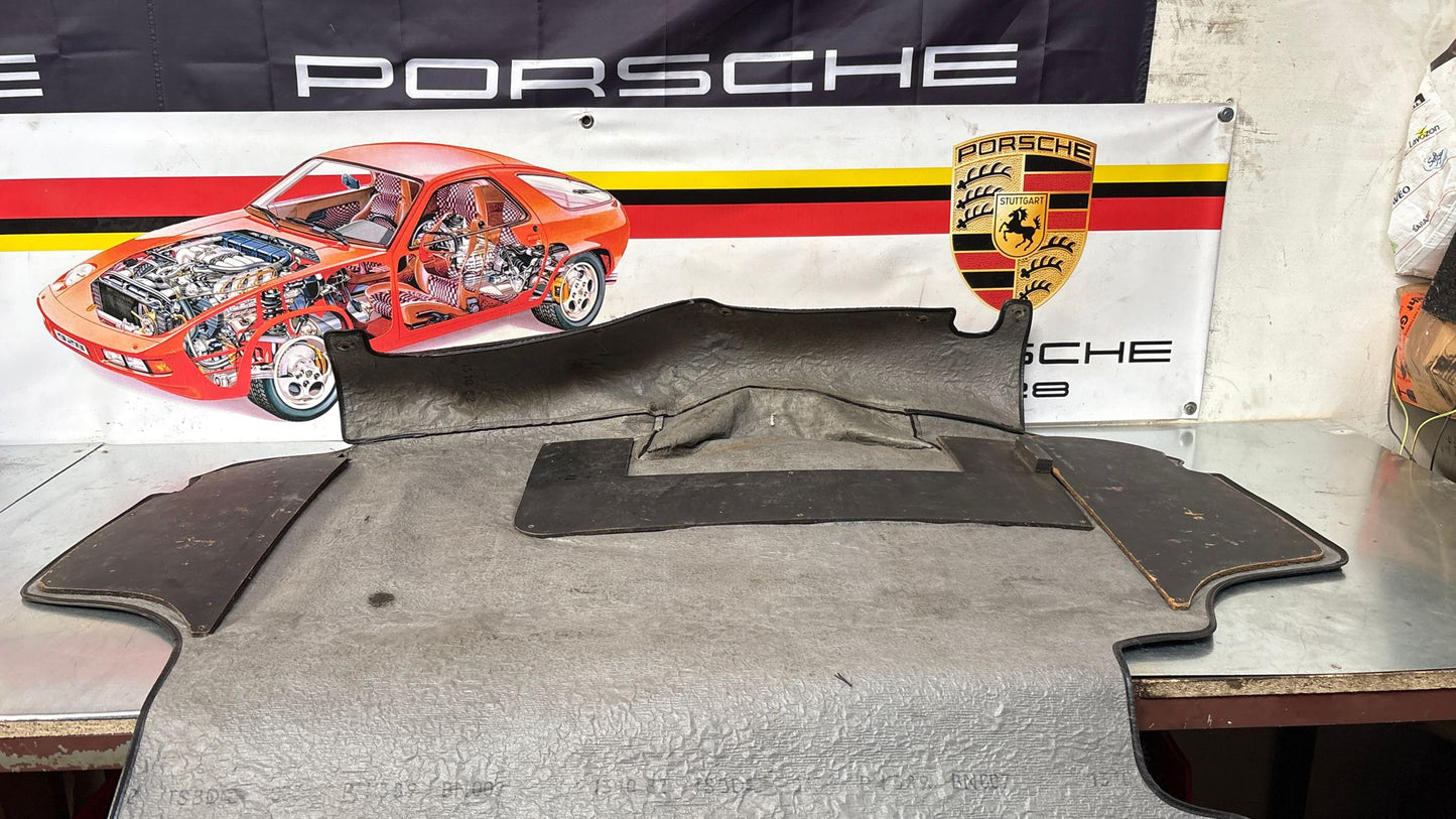 Porsche 924 944 -85.5 boot carpet, black, 94555506303 used, space saver wheel type