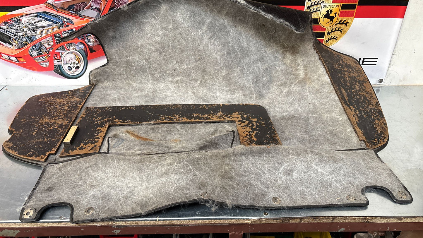 Porsche 924 944 -85.5 boot carpet, black, 94555506303 used, space saver wheel type