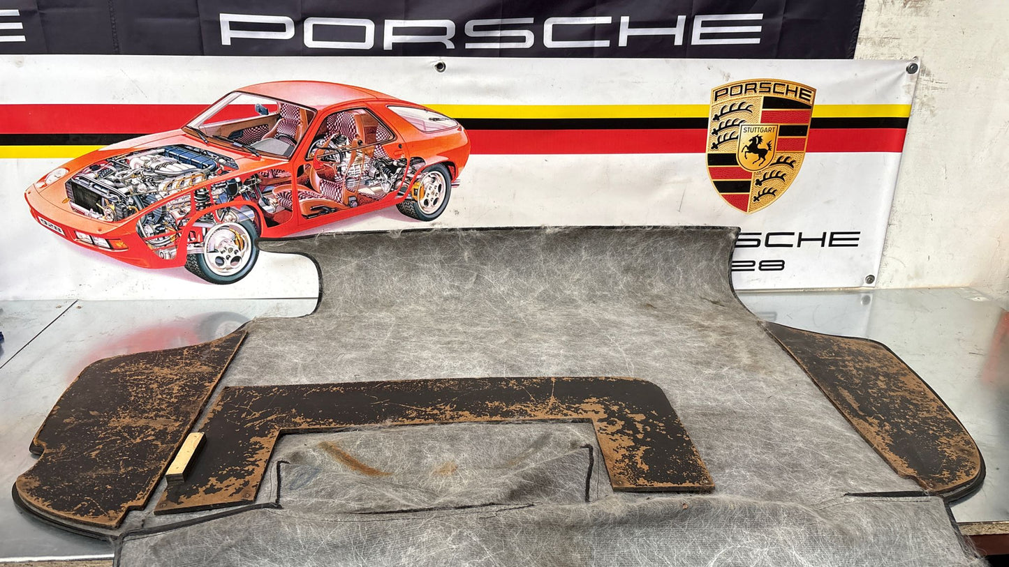 Porsche 924 944 -85.5 boot carpet, black, 94555506303 used, space saver wheel type