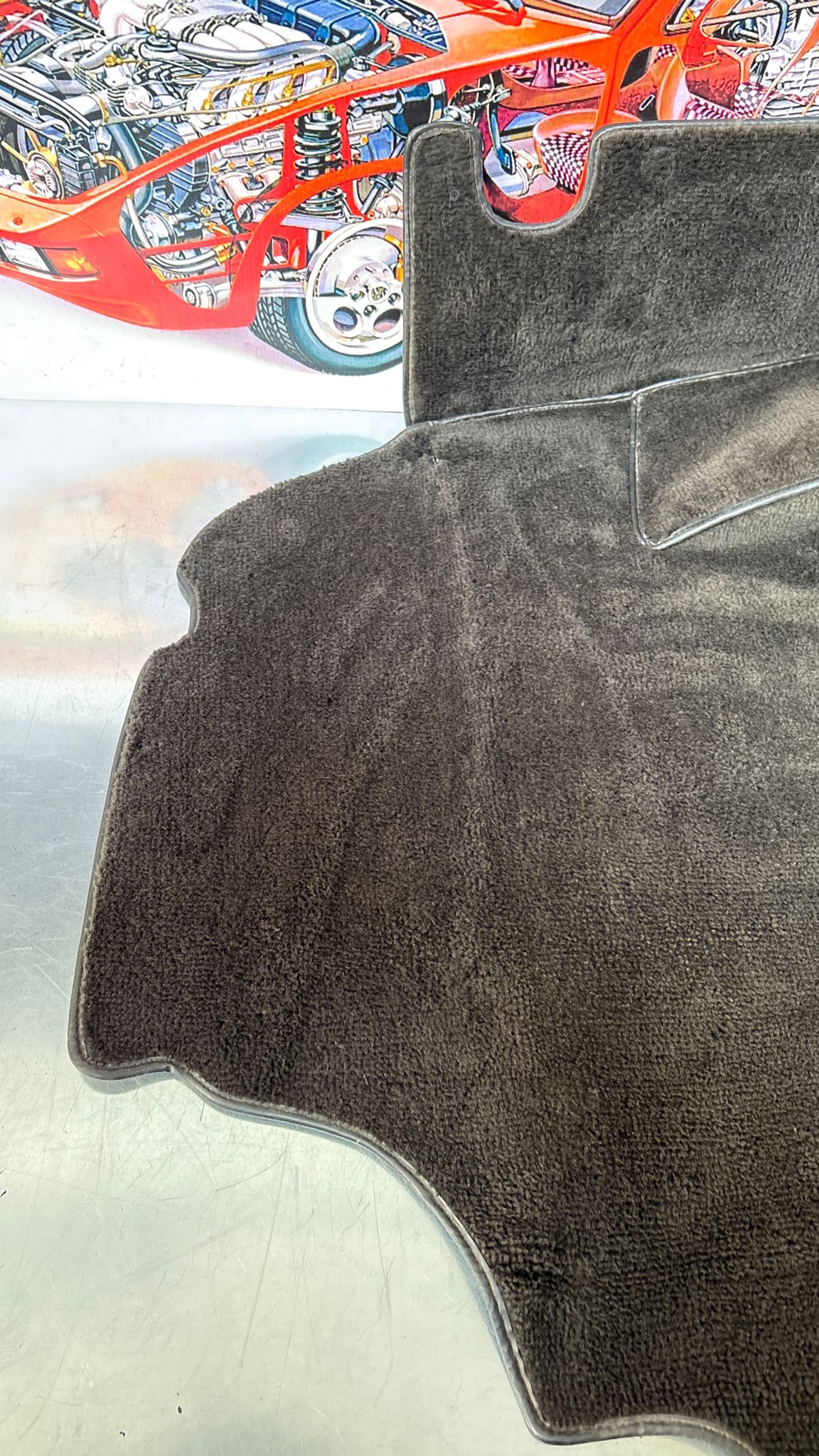 Porsche 924 944 -85.5 boot carpet, black, 94555506303 used, space saver wheel type