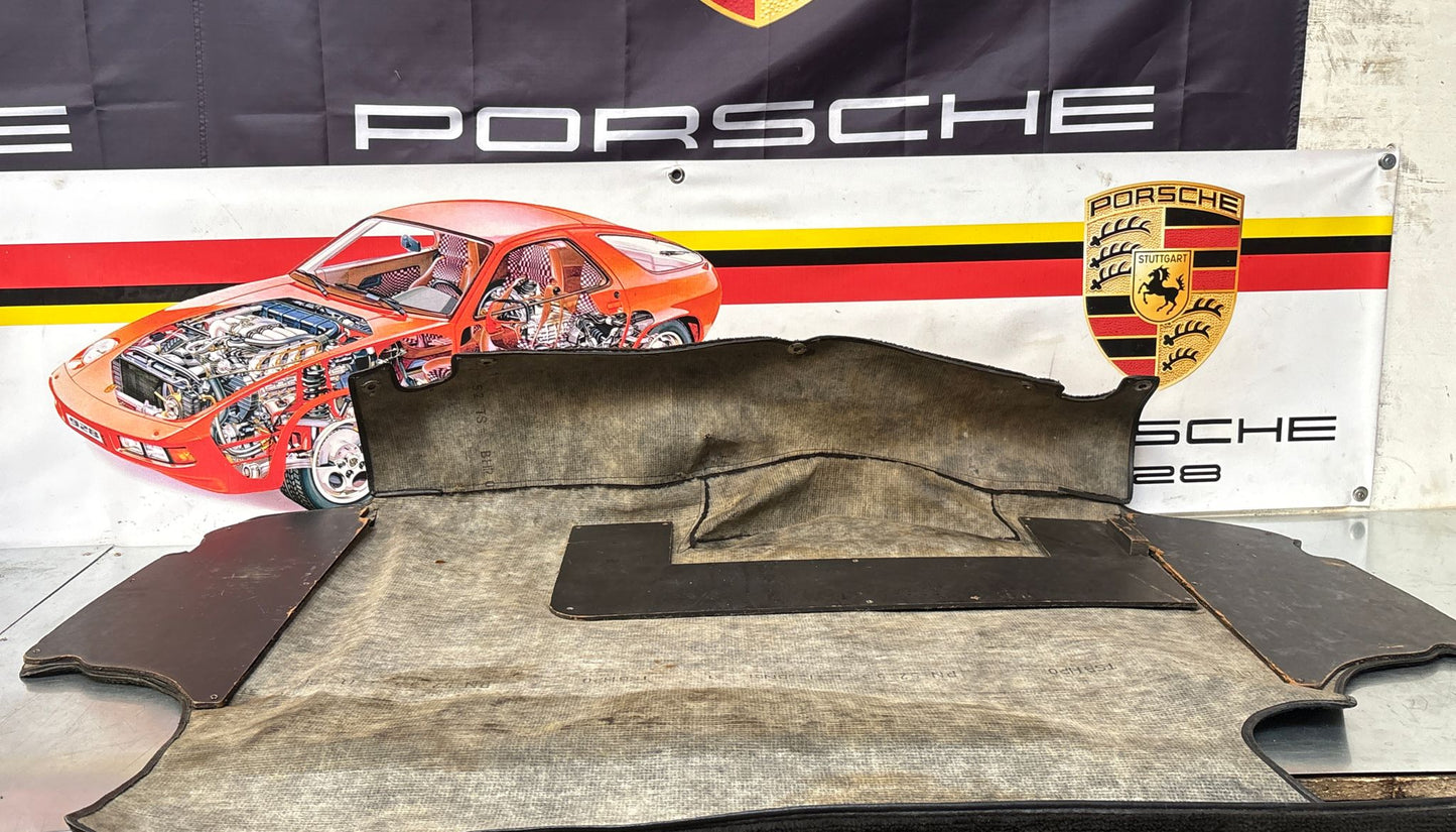 Porsche 924 944 -85.5 boot carpet, black, 94555506303 used, space saver wheel type