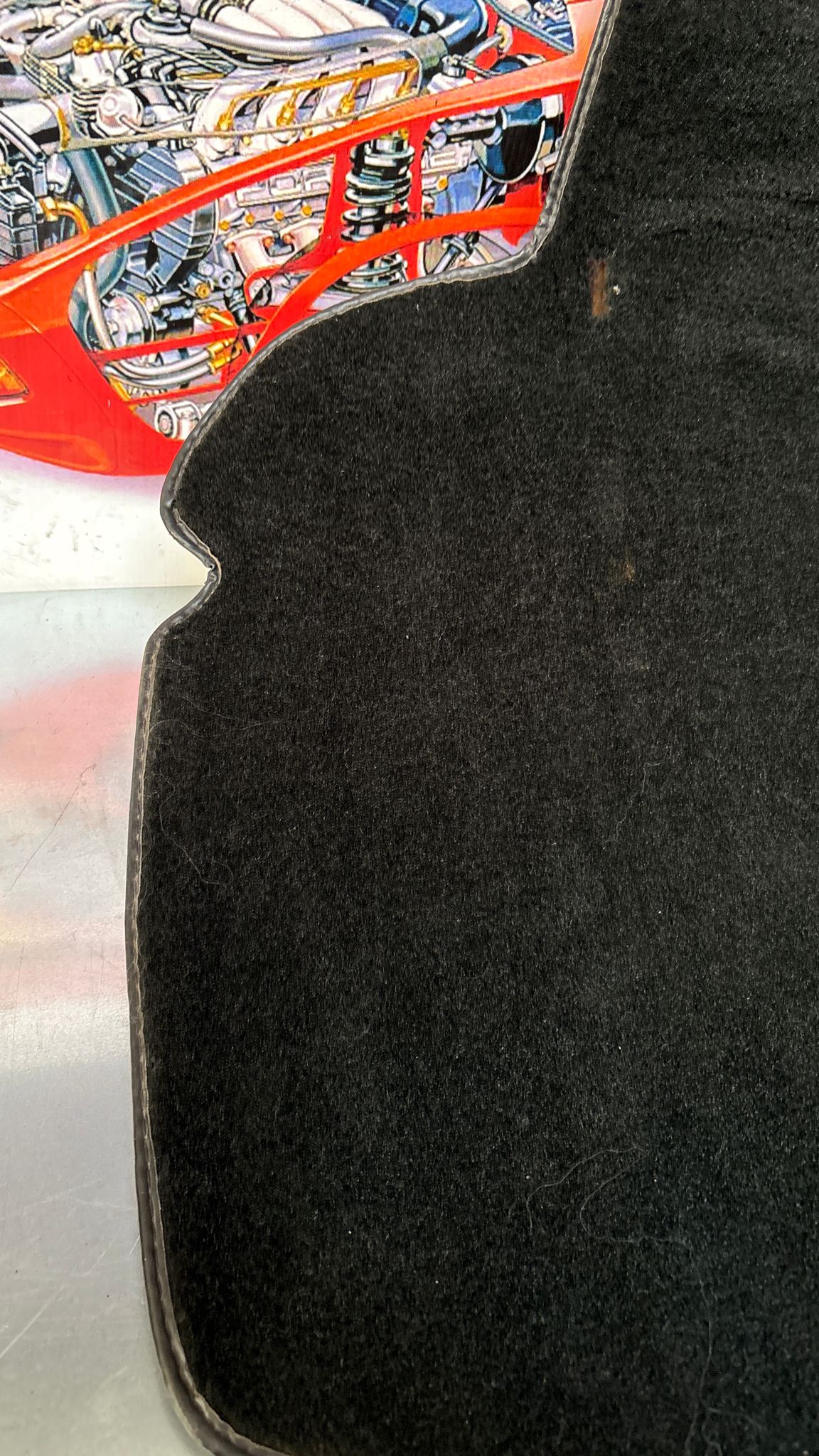 Porsche 924S 944 85.5- boot carpet, black, 94555506303 used, space saver wheel type