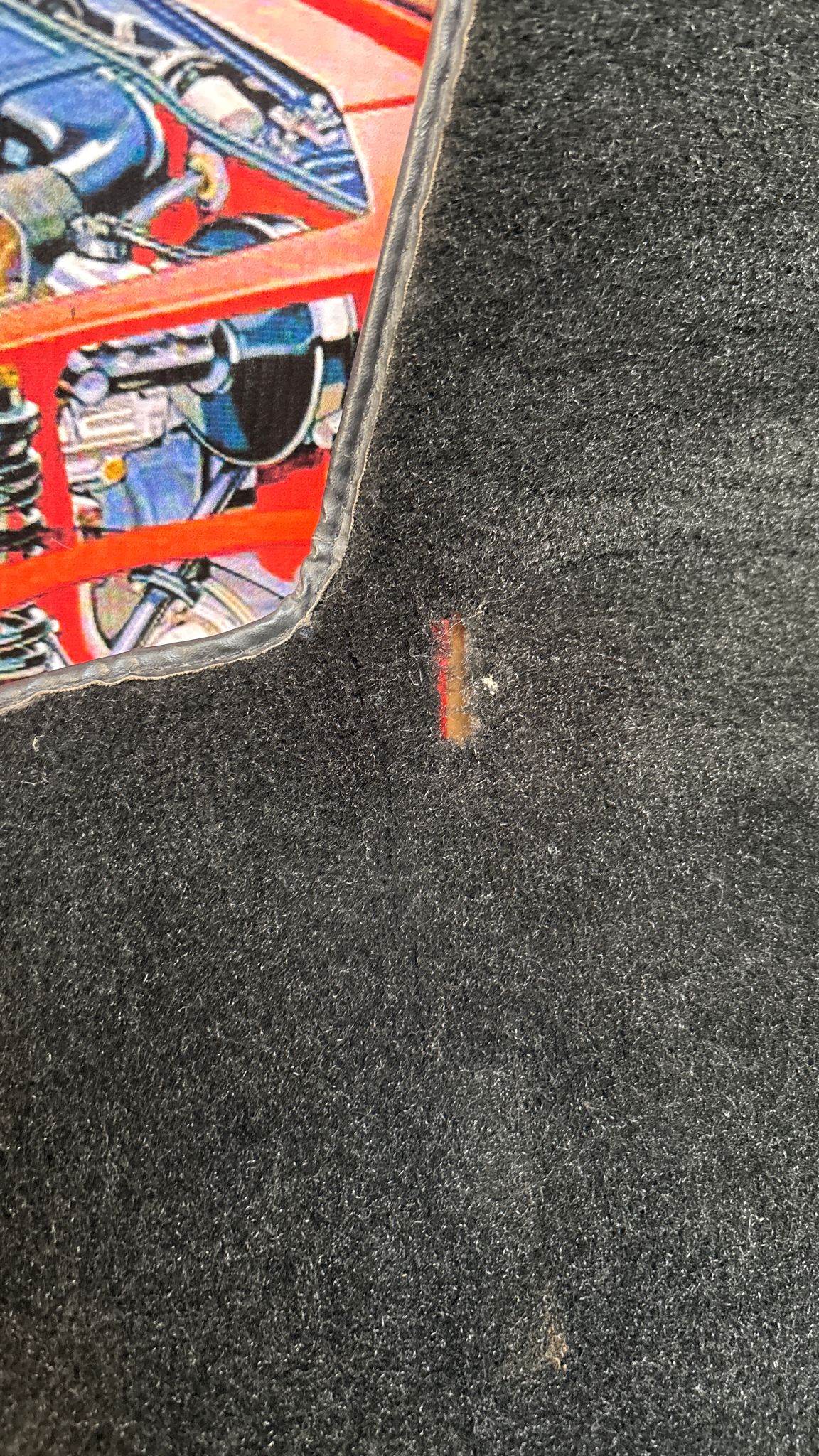 Porsche 924S 944 85.5- boot carpet, black, 94555506303 used, space saver wheel type