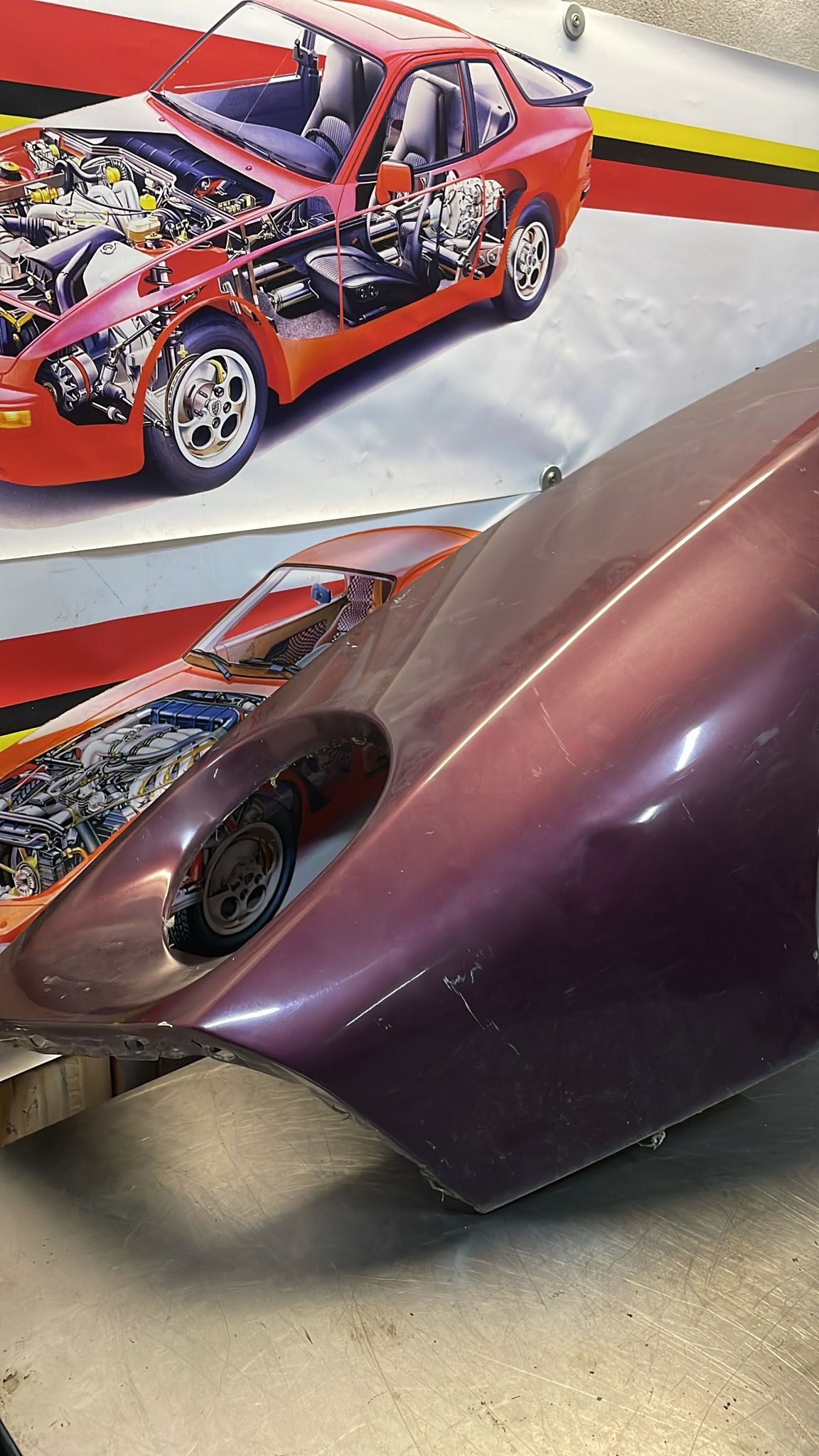 Porsche 928 S4 GT front left wing, used, 92850301111