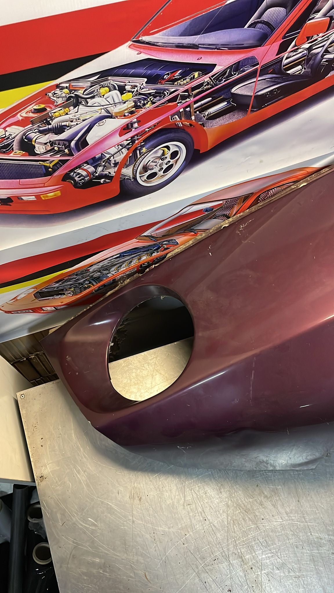 Porsche 928 S4 GT front left wing, used, 92850301111