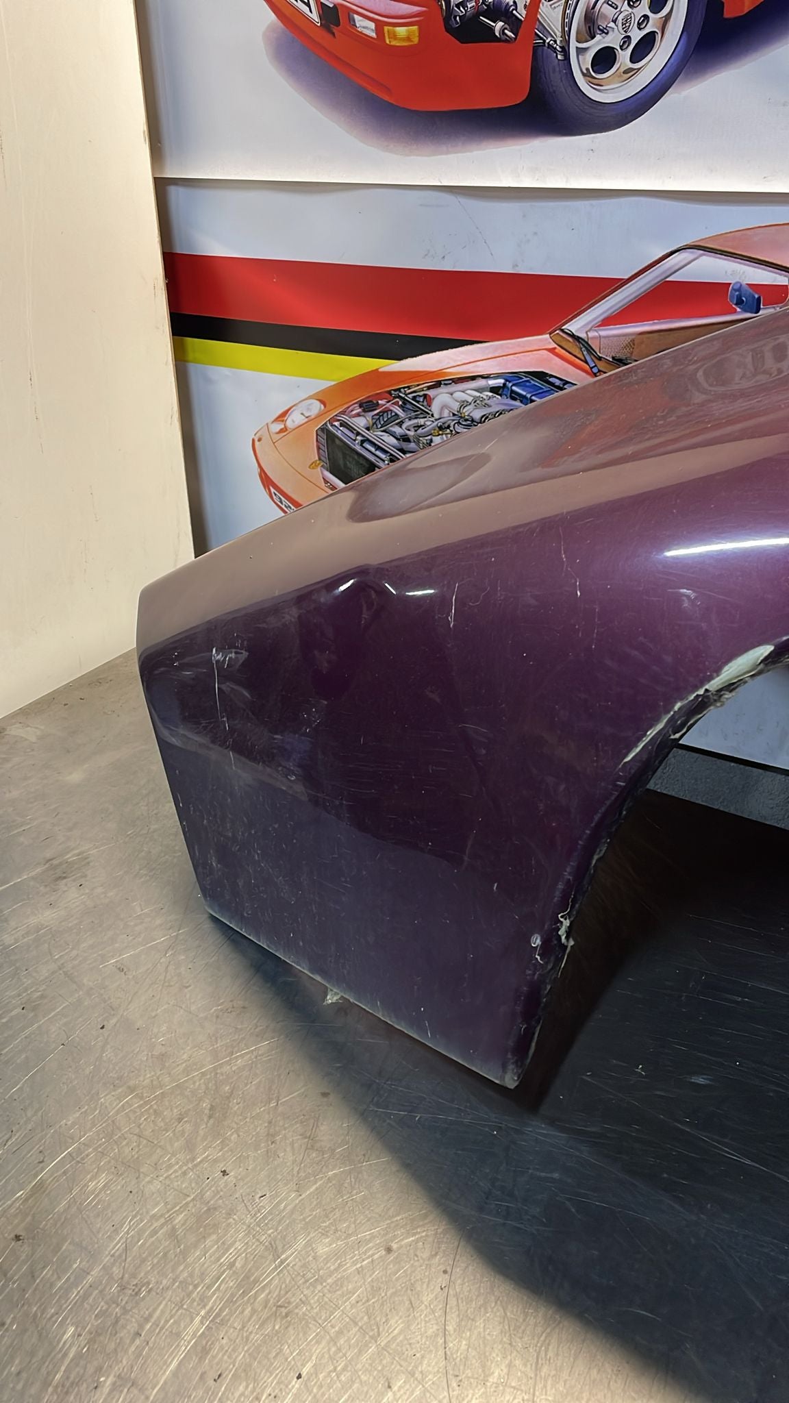 Porsche 928 S4 GT front left wing, used, 92850301111