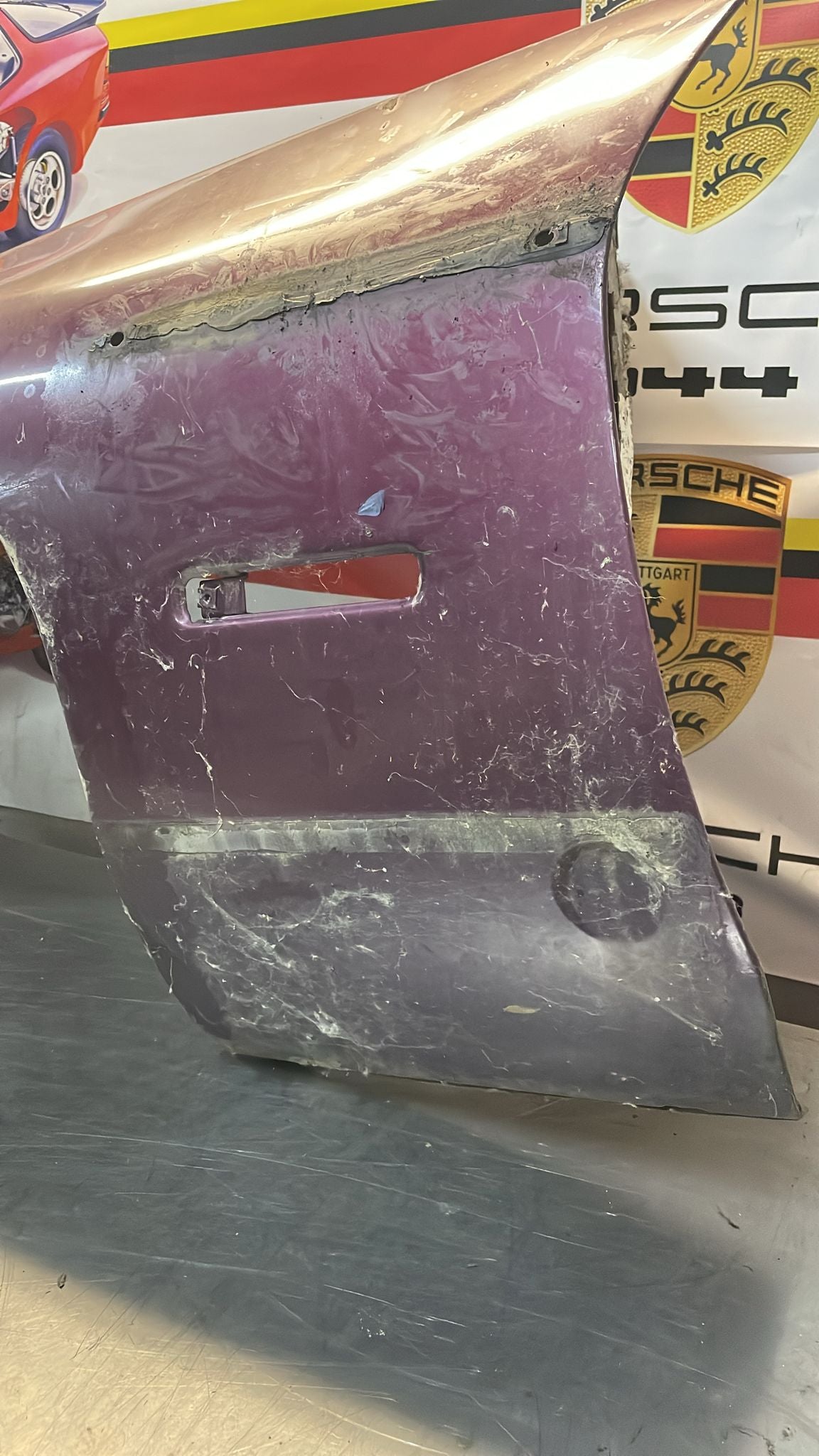 Porsche 928 S4 GT front left wing, used, 92850301111