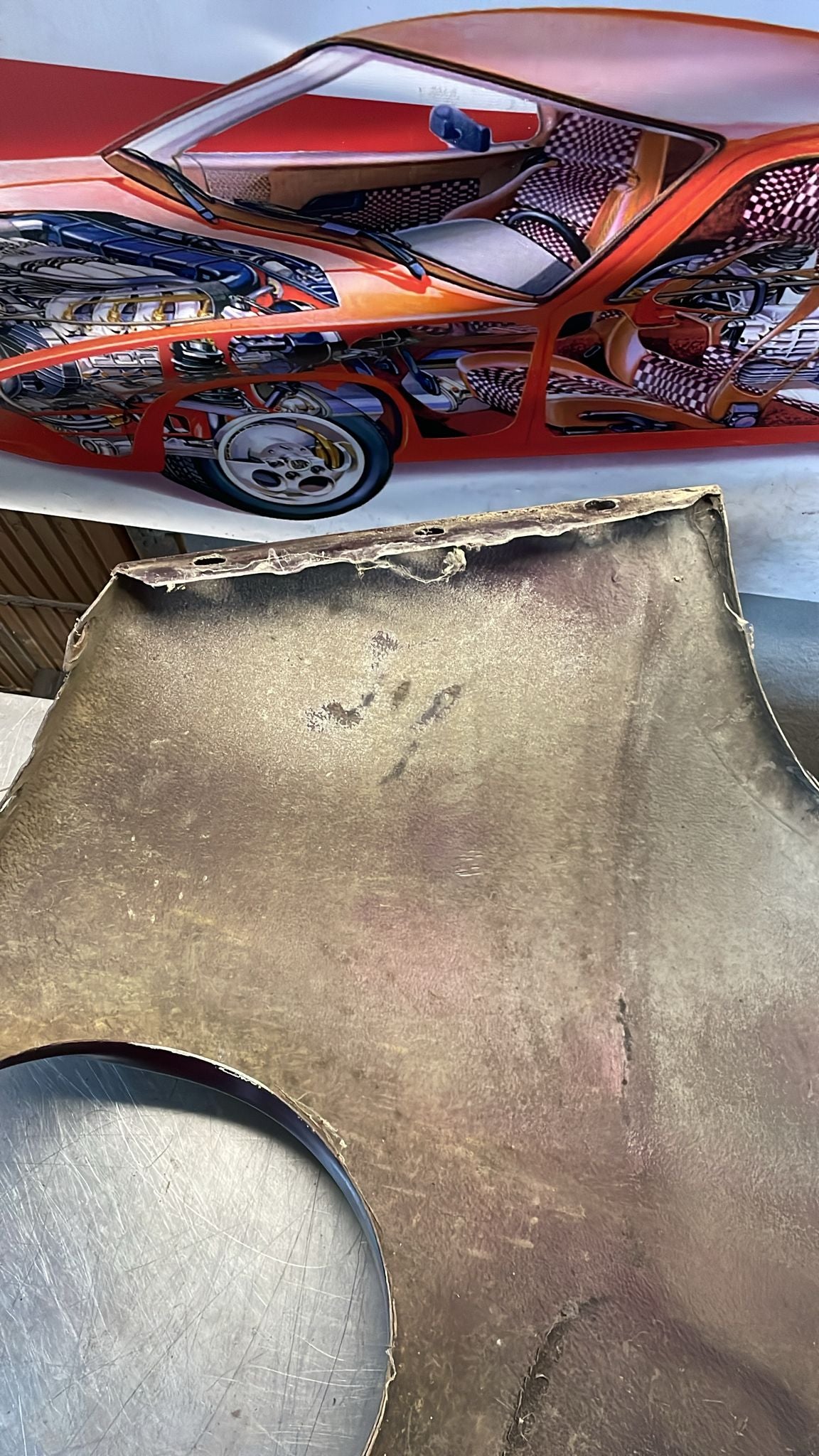 Porsche 928 S4 GT front left wing, used, 92850301111