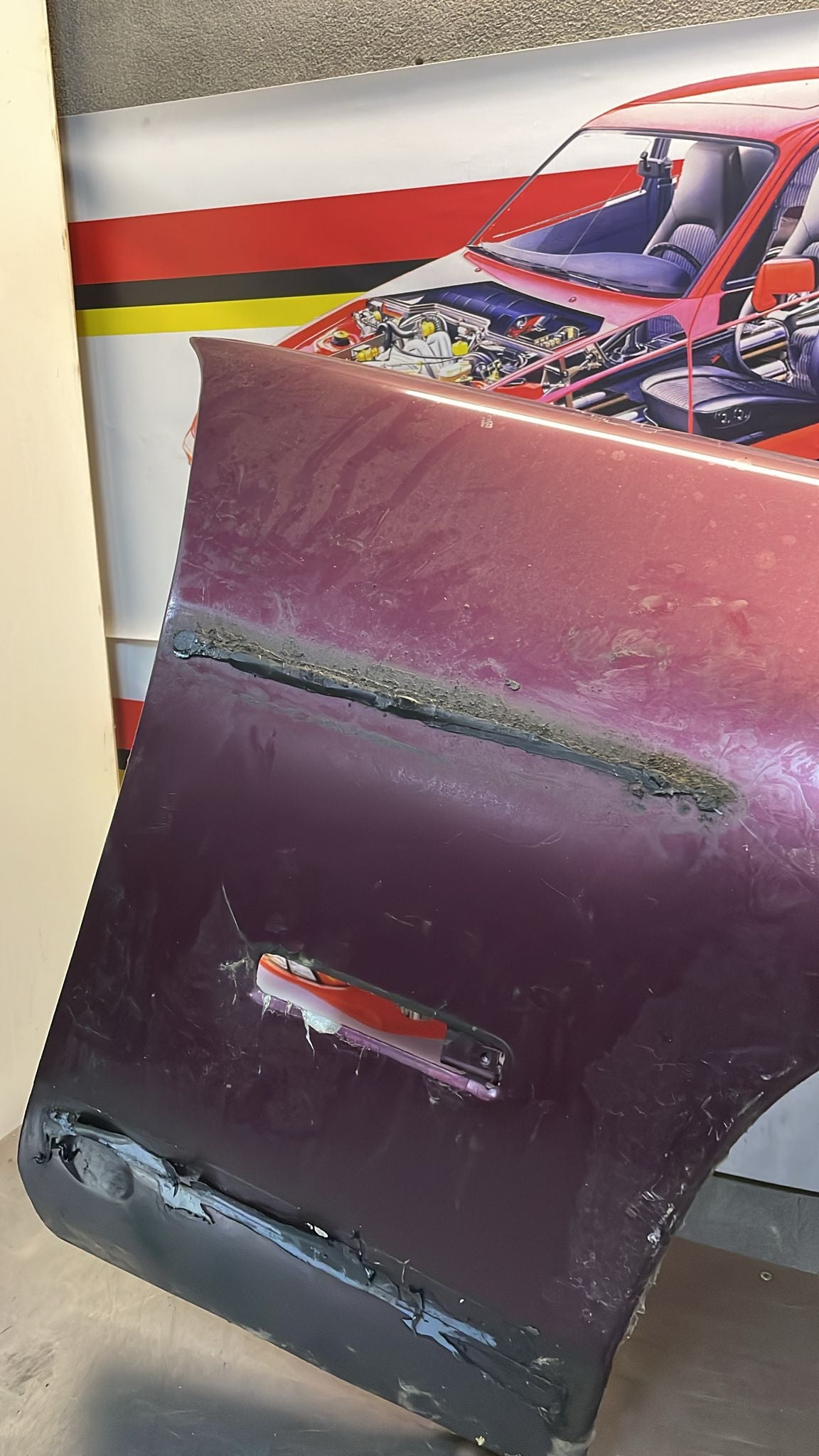 Porsche 928 S4 GT front right wing, used, 92850301211