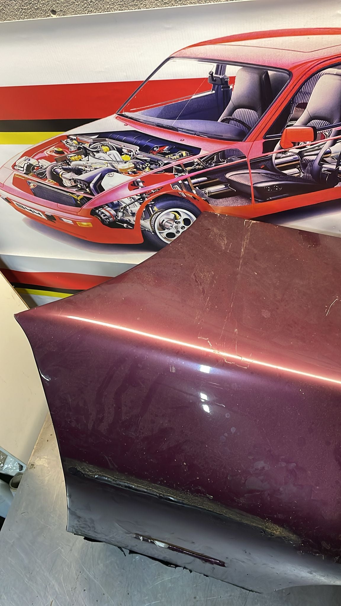 Porsche 928 S4 GT front right wing, used, 92850301211