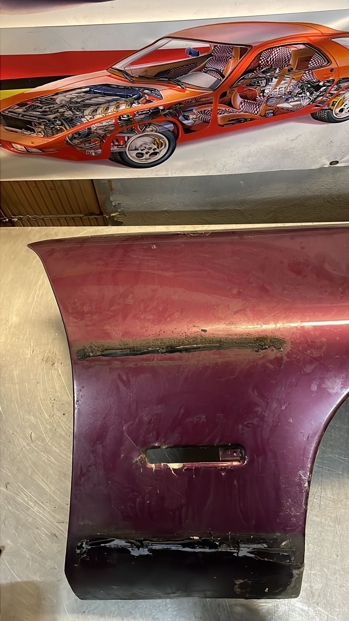 Porsche 928 S4 GT front right wing, used, 92850301211