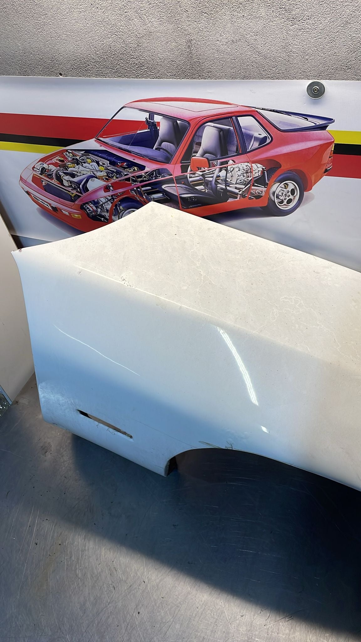 Porsche 928 S4 GT front right wing, used, 92850301211