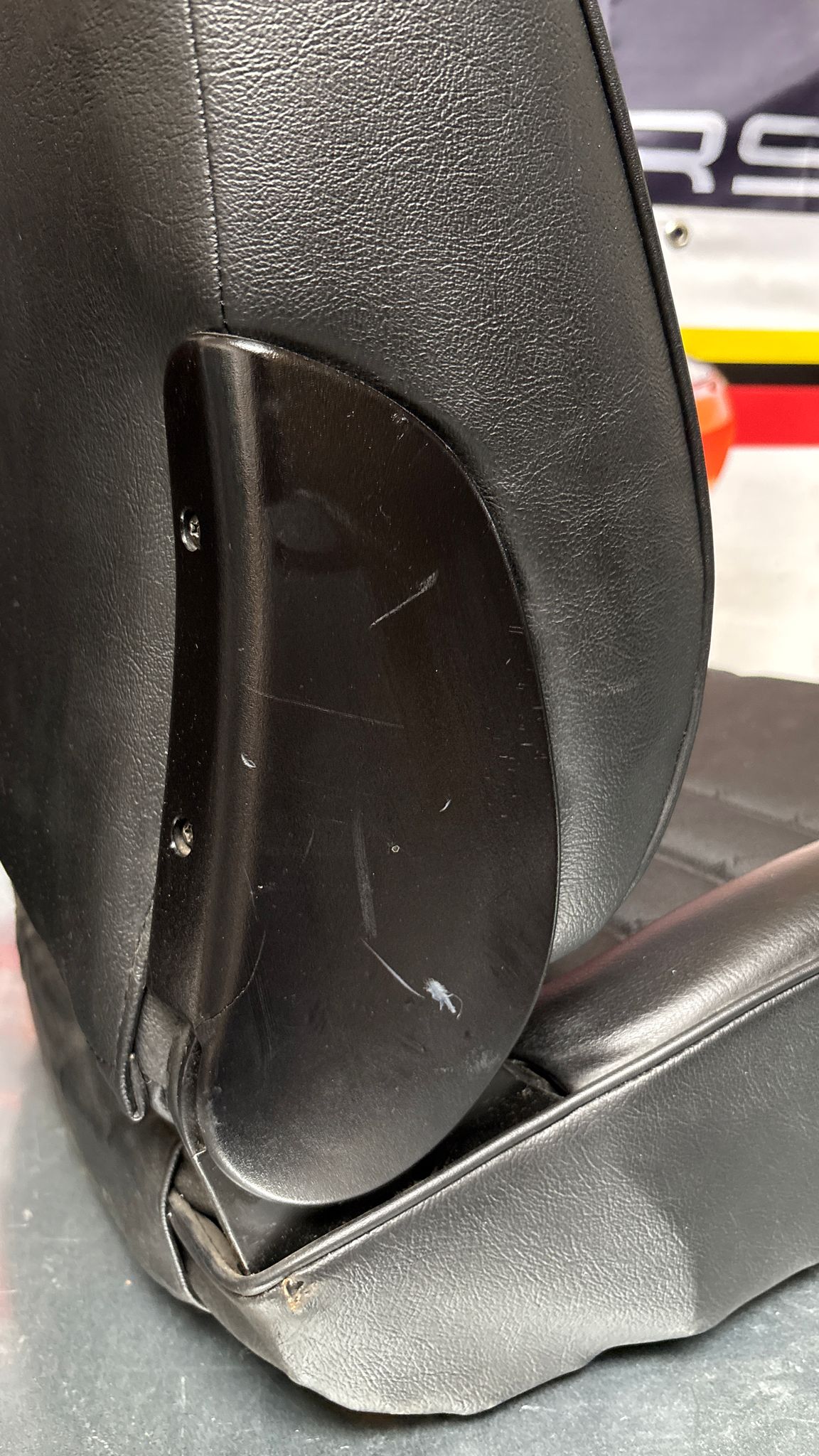 Porsche 944 black seat set, front seats with Porsche scripted fabric, used